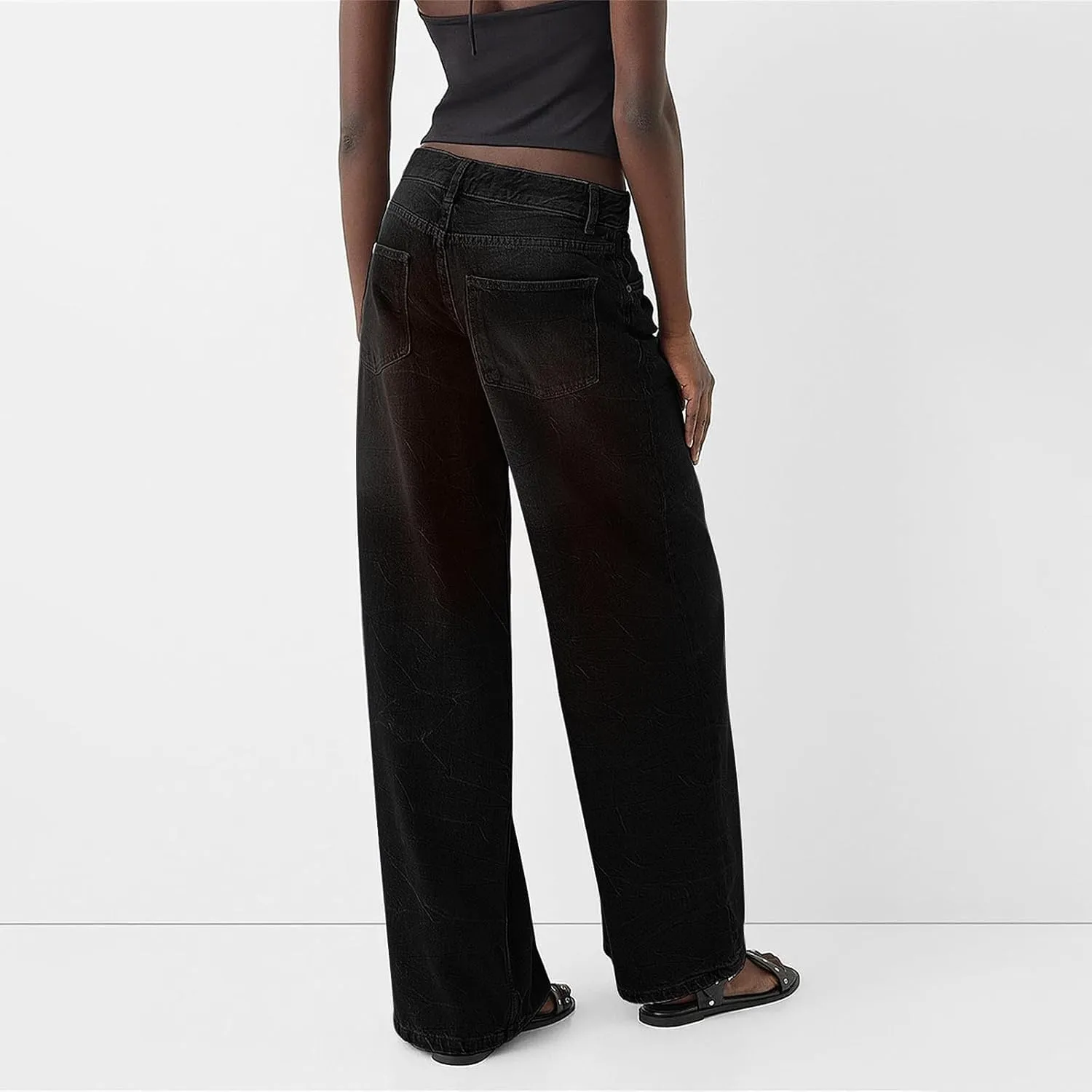 Women Sweatpants Jeans Y2K Baggy Denim Pants Streetwear Trendy High Waisted Wide Leg Boyfriend Jeans with Pockets