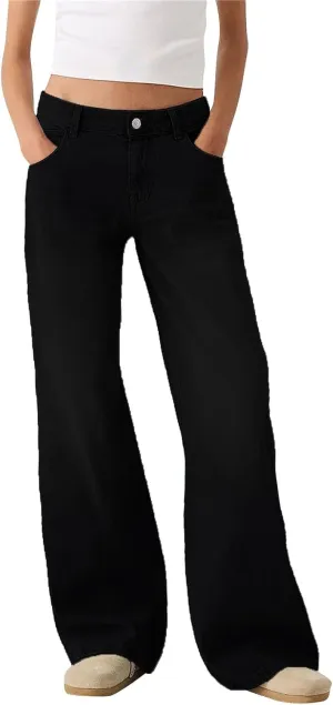Women Sweatpants Jeans Y2K Baggy Denim Pants Streetwear Trendy High Waisted Wide Leg Boyfriend Jeans with Pockets