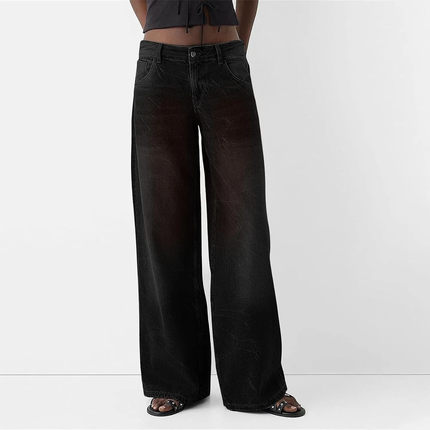 Women Sweatpants Jeans Y2K Baggy Denim Pants Streetwear Trendy High Waisted Wide Leg Boyfriend Jeans with Pockets