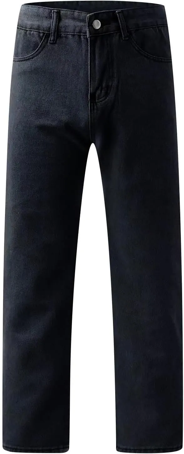 Women Sweatpants Jeans Y2K Baggy Denim Pants Streetwear Trendy High Waisted Wide Leg Boyfriend Jeans with Pockets