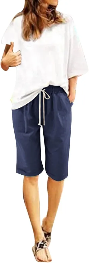 Women Wide Leg Linen Pants 2025 Summer High Waisted Palazzo Pants Office Loose Flowy Trouser with Pockets