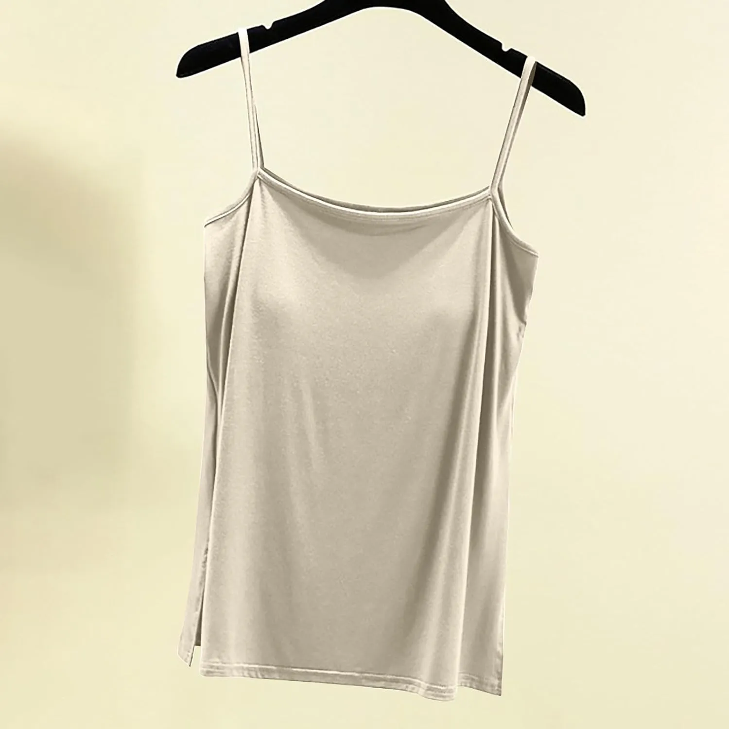 Womens Built-in Bra Padded Camisole Yoga Tanks Tops Wireless Support Short Cami Shirts Loose Fit Casual Blouse