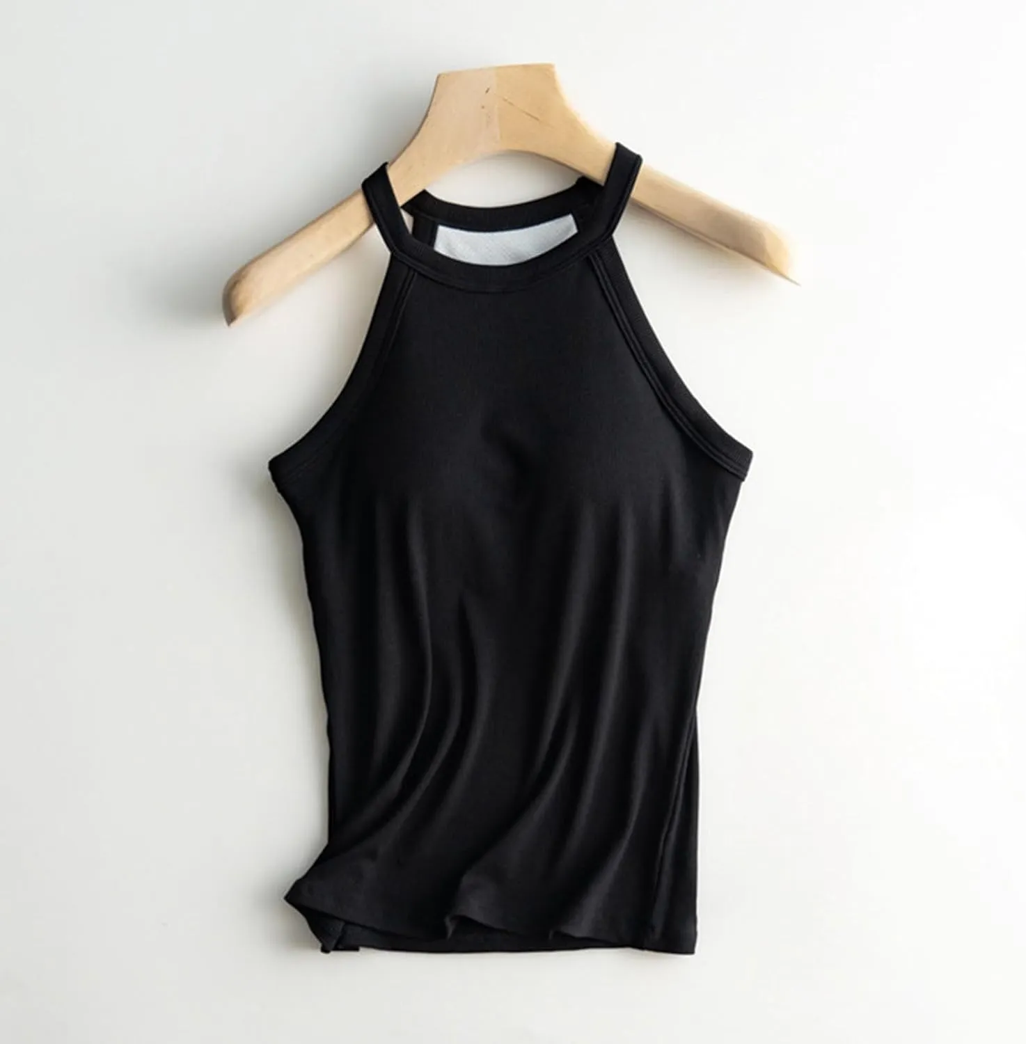 Womens Camisole with Shelf Bra Cotton Tank Top Adjustable Spaghetti Straps Cami Tops Yoga Shirt Cotton Undershirt