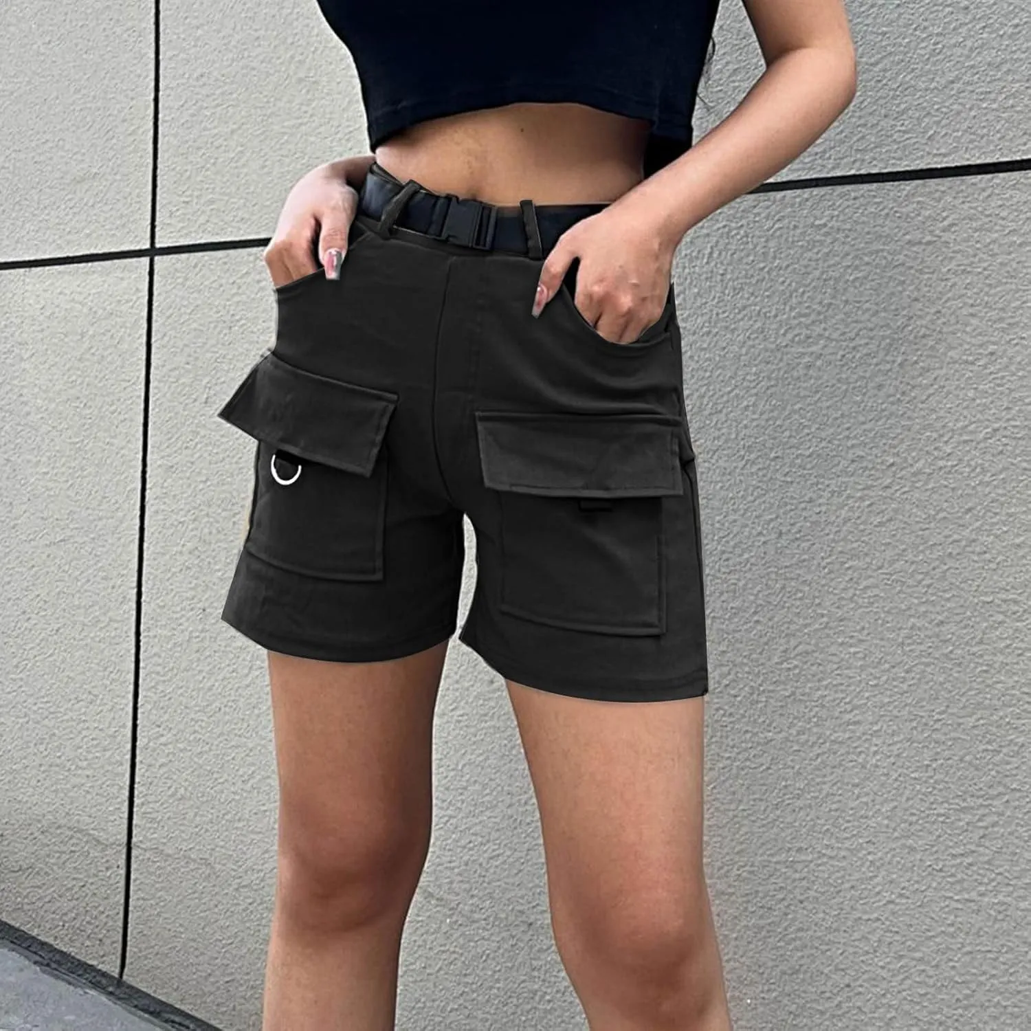 Women's Cargo Shorts Casual Lightweight High Waisted Jeans Shorts Straight Leg Hiking Vacation Outfits