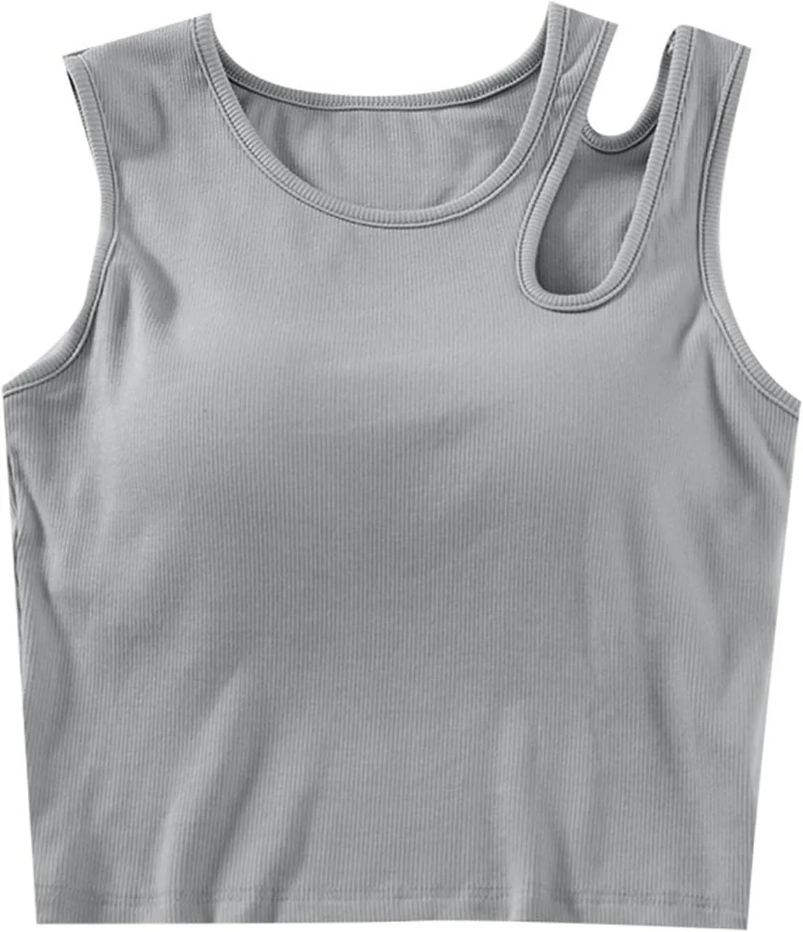 Womens Crop Tank Tops with Built in Bra Sexy Cutout Strap Padded Yoga Shirts Slim Fit Basic Sleeveless Workout Tees