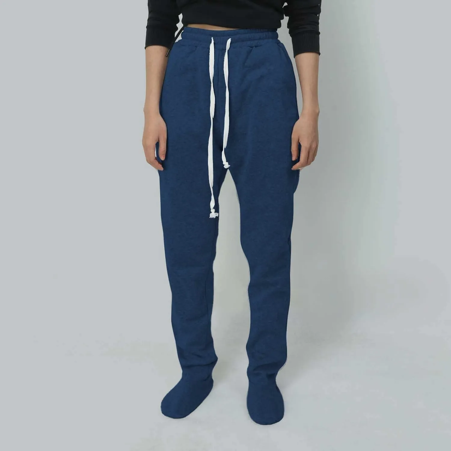 Women's Footed Pajama Sweatpants Christmas Fleece Lined Elastic Waist Soft Warm Sweatpants Winter Sleepwear Trousers