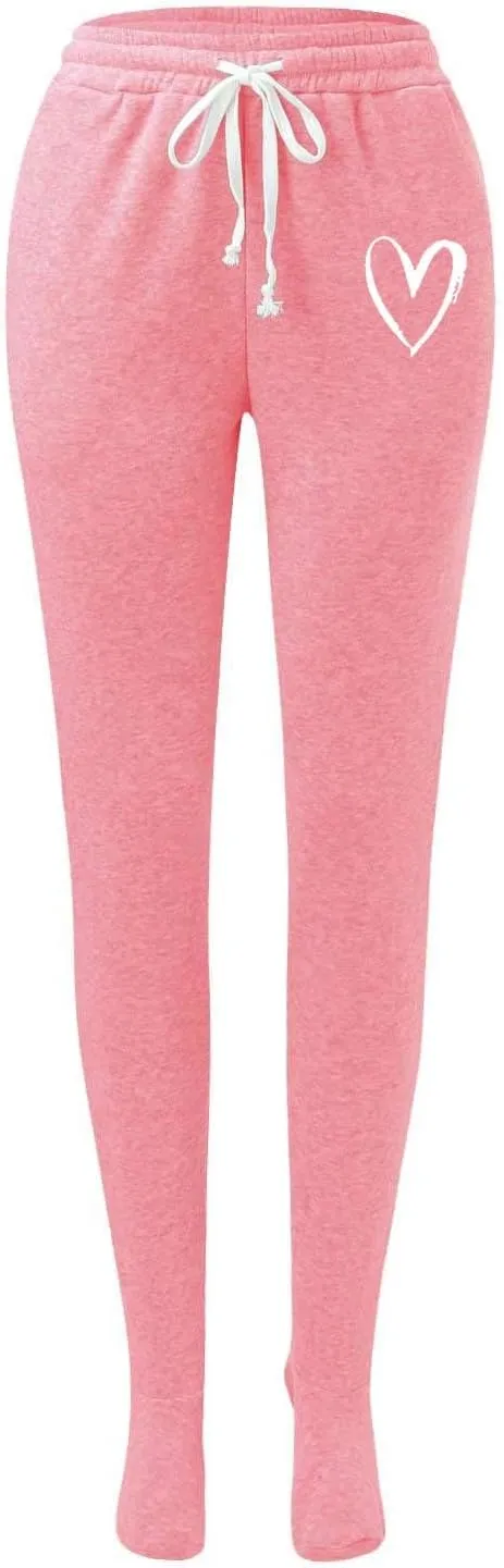 Women's Footed Pajama Sweatpants Christmas Fleece Lined Elastic Waist Soft Warm Sweatpants Winter Sleepwear Trousers