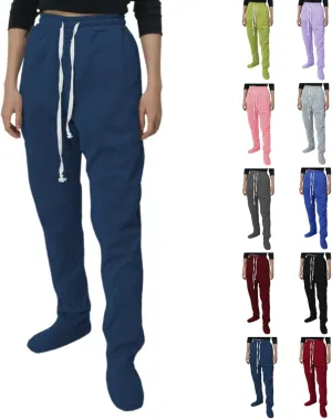 Women's Footed Pajama Sweatpants Christmas Fleece Lined Elastic Waist Soft Warm Sweatpants Winter Sleepwear Trousers