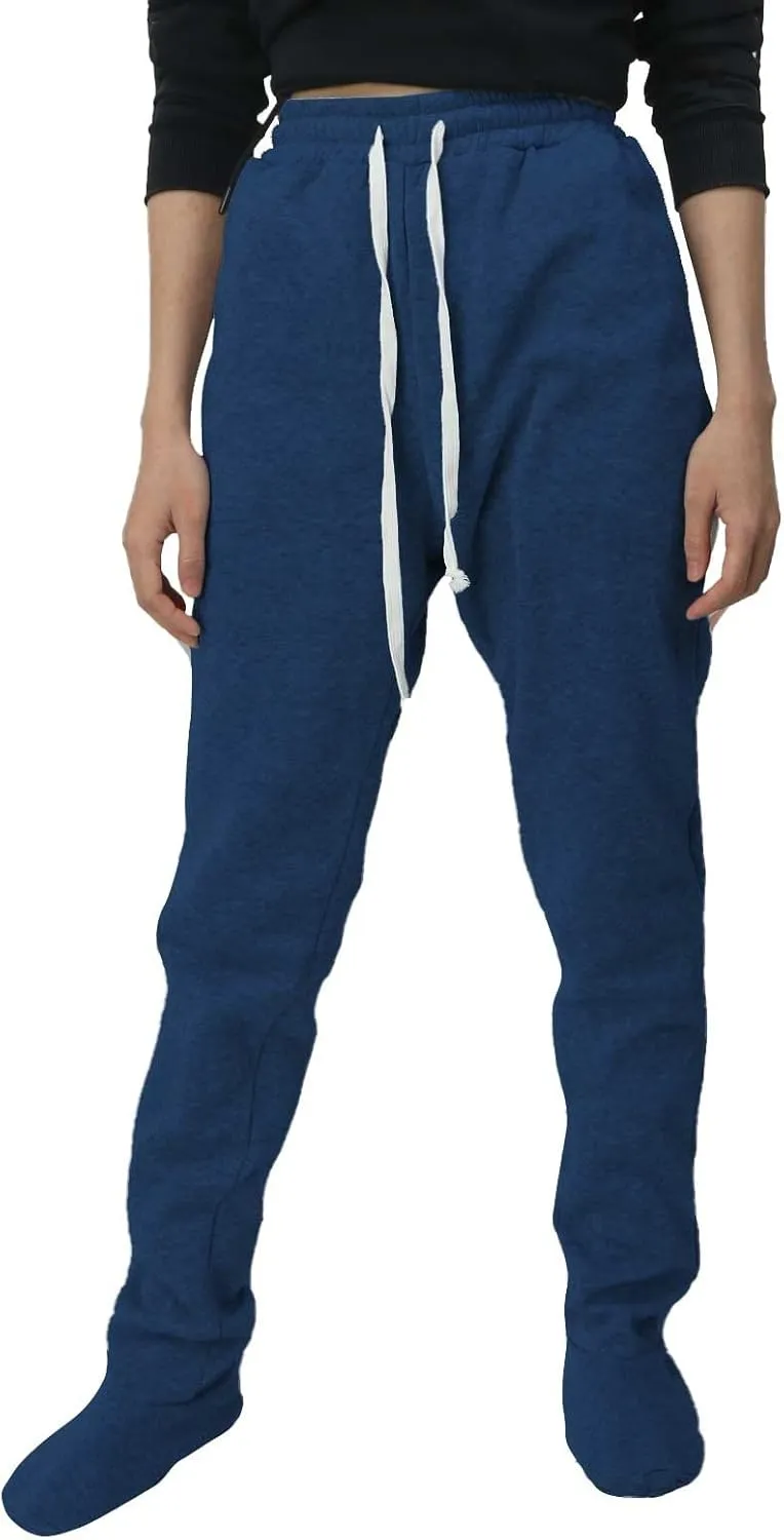 Women's Footed Pajama Sweatpants Christmas Fleece Lined Elastic Waist Soft Warm Sweatpants Winter Sleepwear Trousers