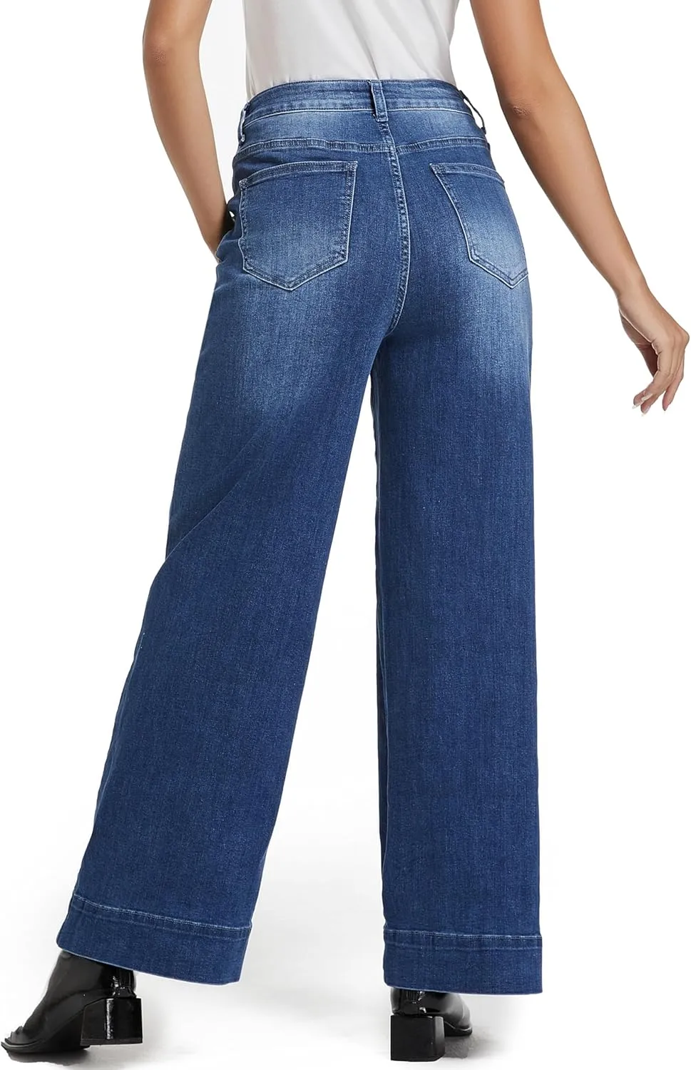 Womens Hig Waisted Jeans Comforts Straight Leg Loose Stretchy Lightweight Tummy Control Trendy Jeans for Women