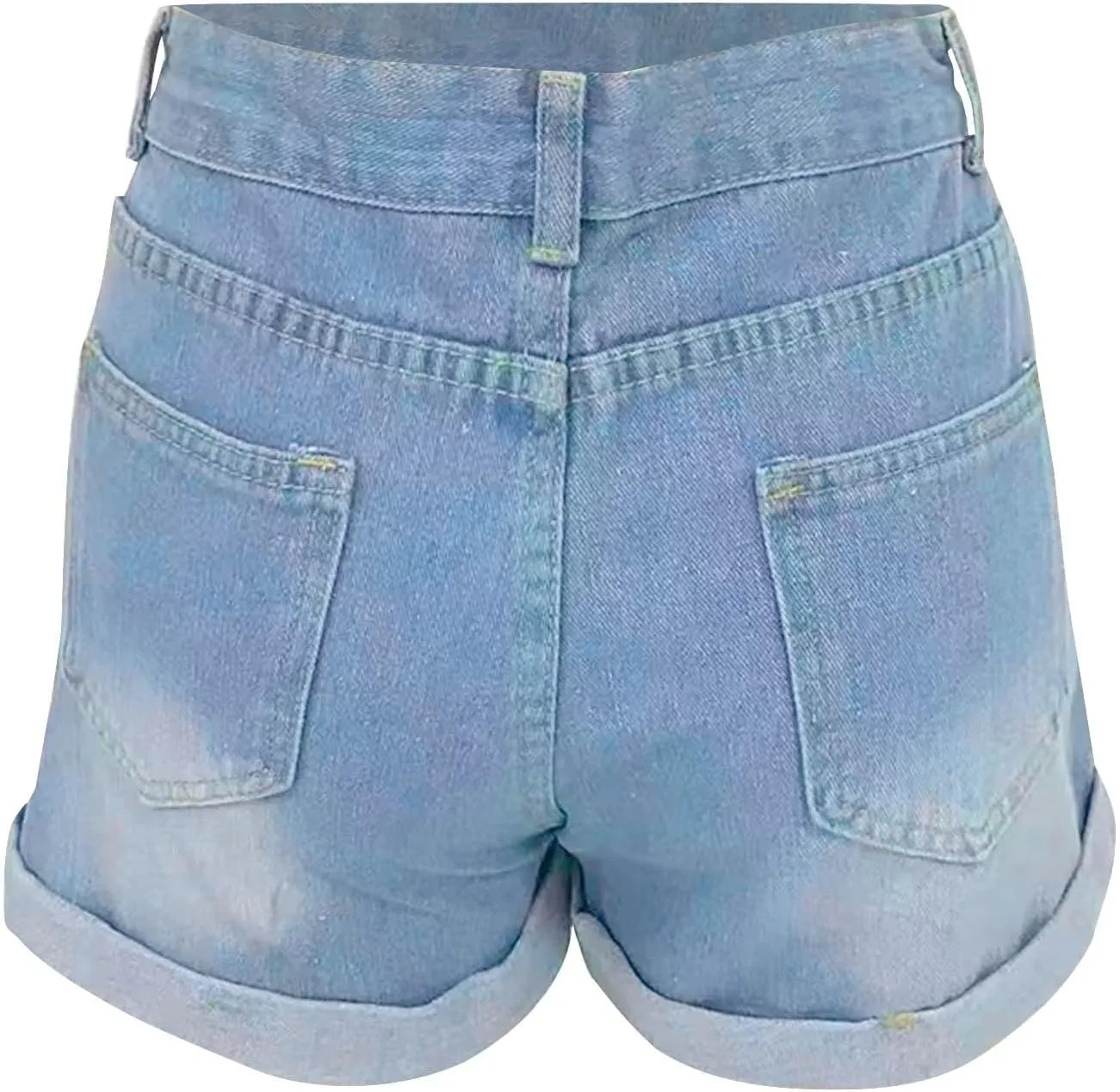 Women's High Waisted Rolled Hem Distressed Jeans Ripped Denim Shorts Casual Frayed Short Jeans with Pockets