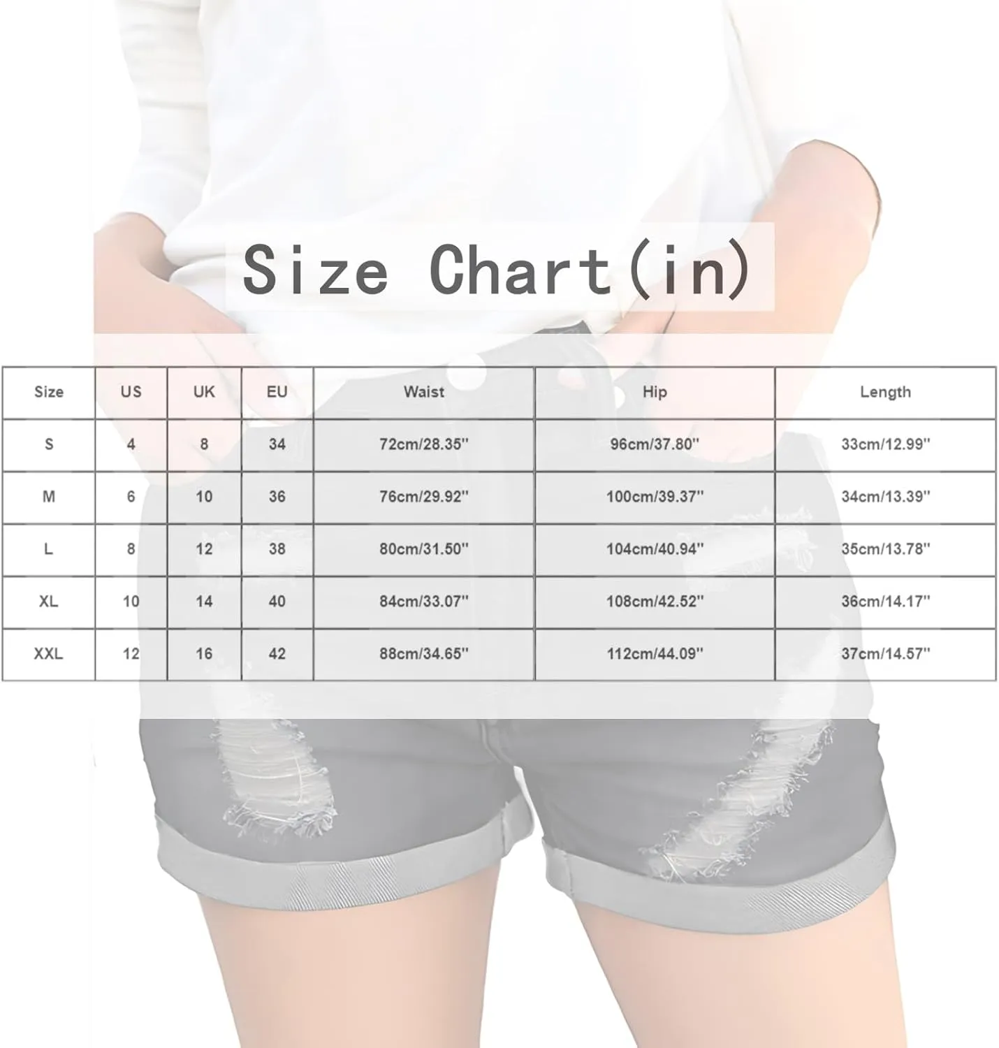 Women's High Waisted Rolled Hem Distressed Jeans Ripped Denim Shorts Casual Frayed Short Jeans with Pockets