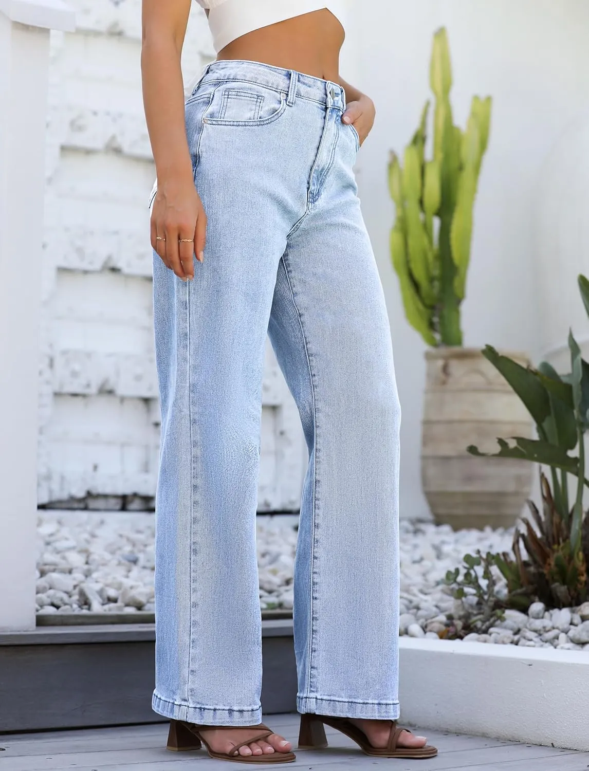 Womens Jeans Hig Waisted Straight Leg Loose Stretchy Lightweight Tummy Control Trendy Jeans for Women 2025