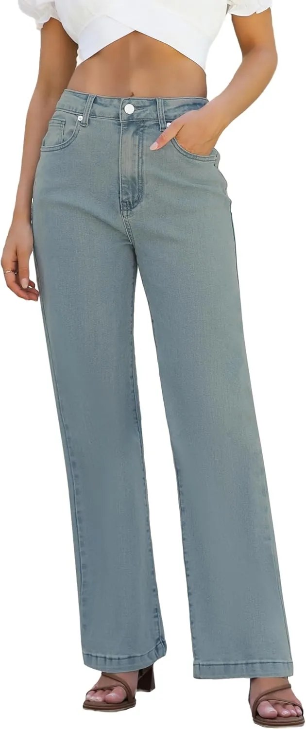 Womens Jeans Hig Waisted Straight Leg Loose Stretchy Lightweight Tummy Control Trendy Jeans for Women 2025