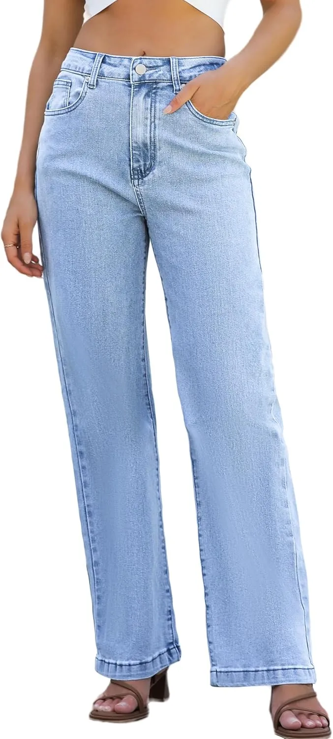 Womens Jeans Hig Waisted Straight Leg Loose Stretchy Lightweight Tummy Control Trendy Jeans for Women 2025