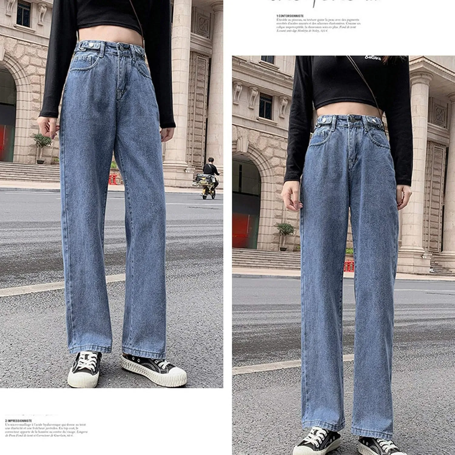 Womens Jeans Stretch Bootcut Y2K Fashion Boyfriend Jeans Skateboard Bell Bottom Harem Pants with Pockets