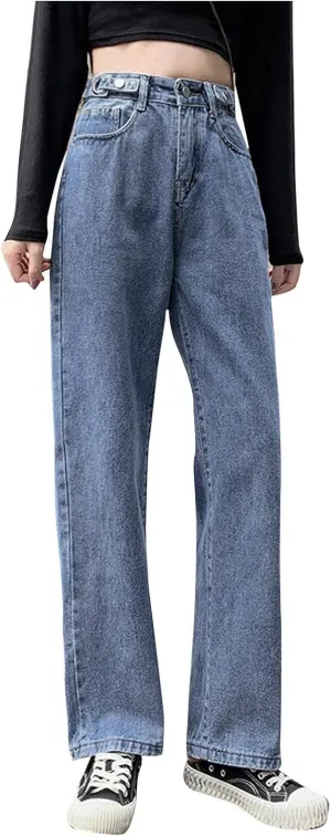 Womens Jeans Stretch Bootcut Y2K Fashion Boyfriend Jeans Skateboard Bell Bottom Harem Pants with Pockets