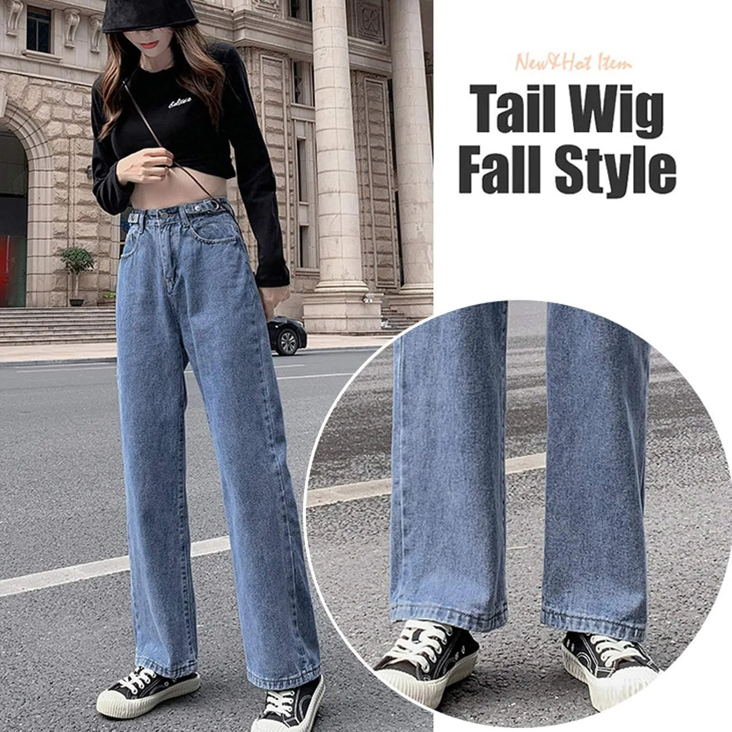 Womens Jeans Stretch Bootcut Y2K Fashion Boyfriend Jeans Skateboard Bell Bottom Harem Pants with Pockets