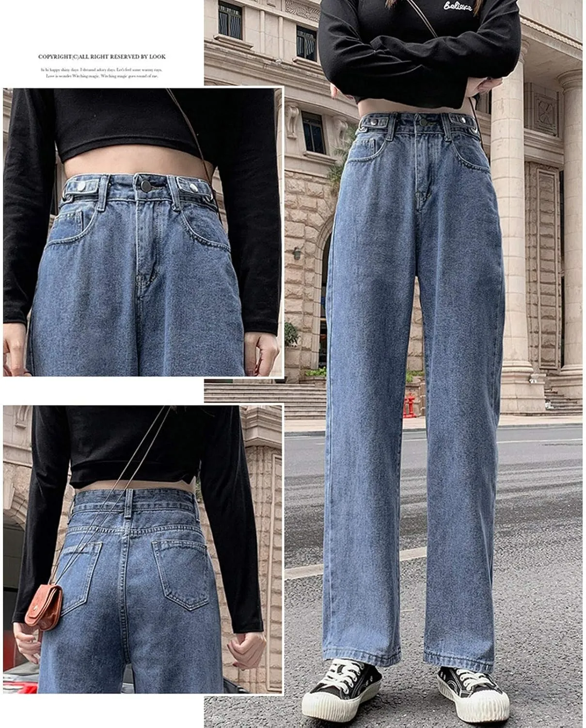 Womens Jeans Stretch Bootcut Y2K Fashion Boyfriend Jeans Skateboard Bell Bottom Harem Pants with Pockets