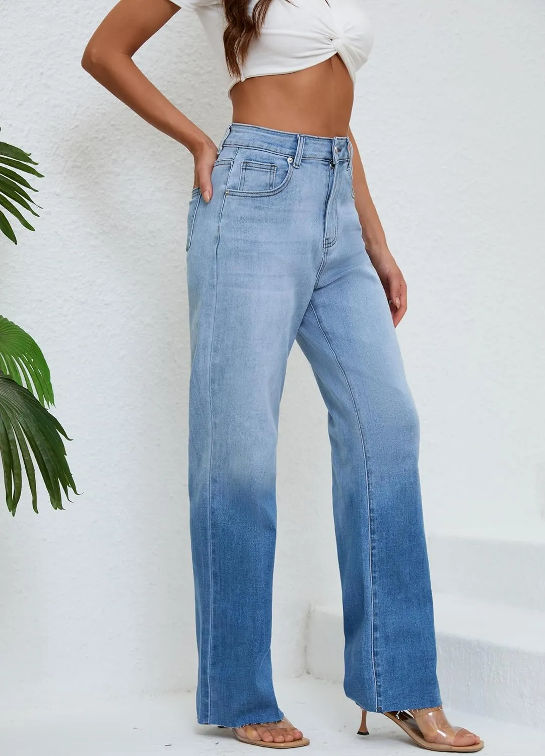 Women's Jeans Stretchy High Waisted Lightweight Cotton Jeans for Women 2025 Light Blue