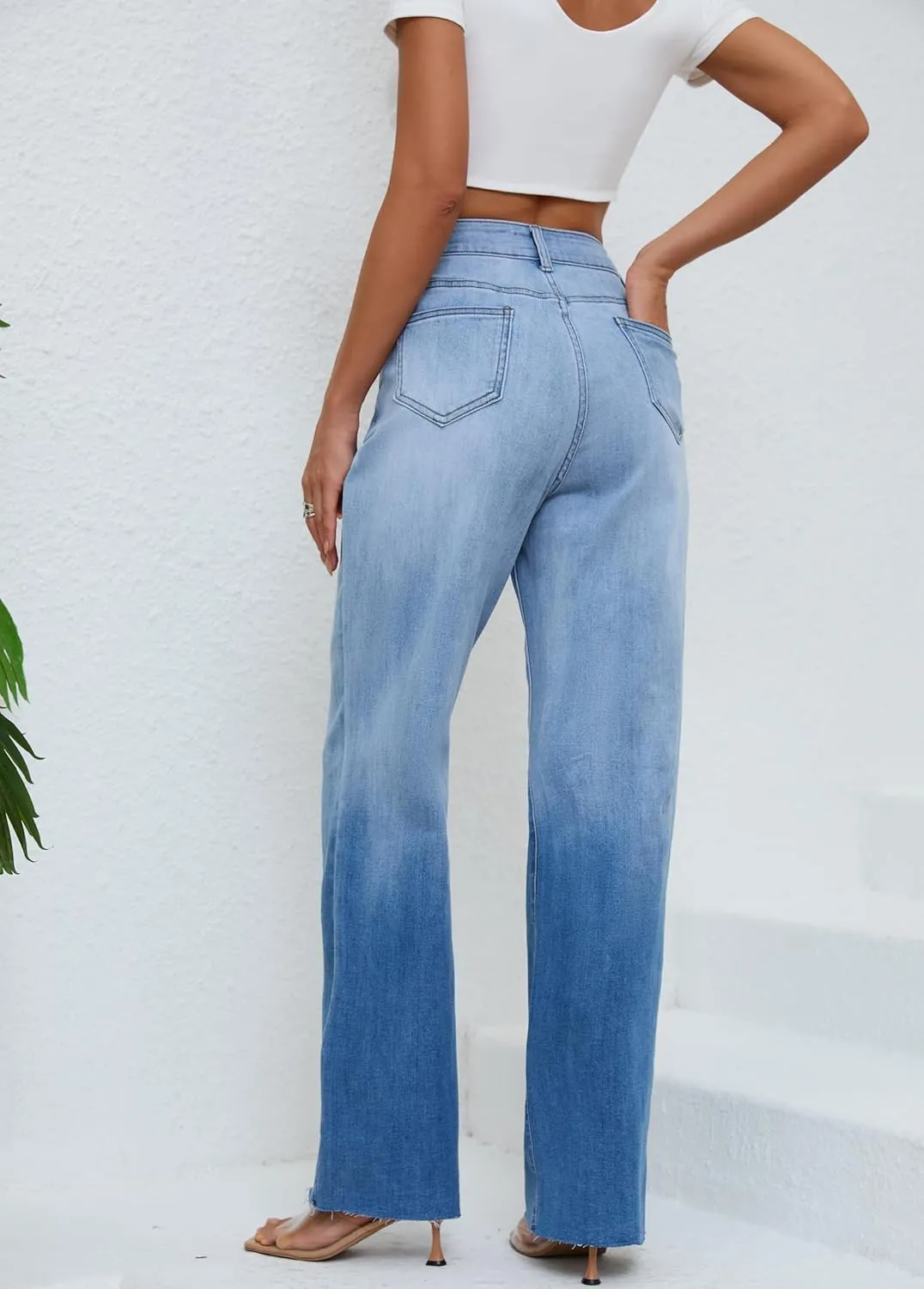 Women's Jeans Stretchy High Waisted Lightweight Cotton Jeans for Women 2025 Light Blue