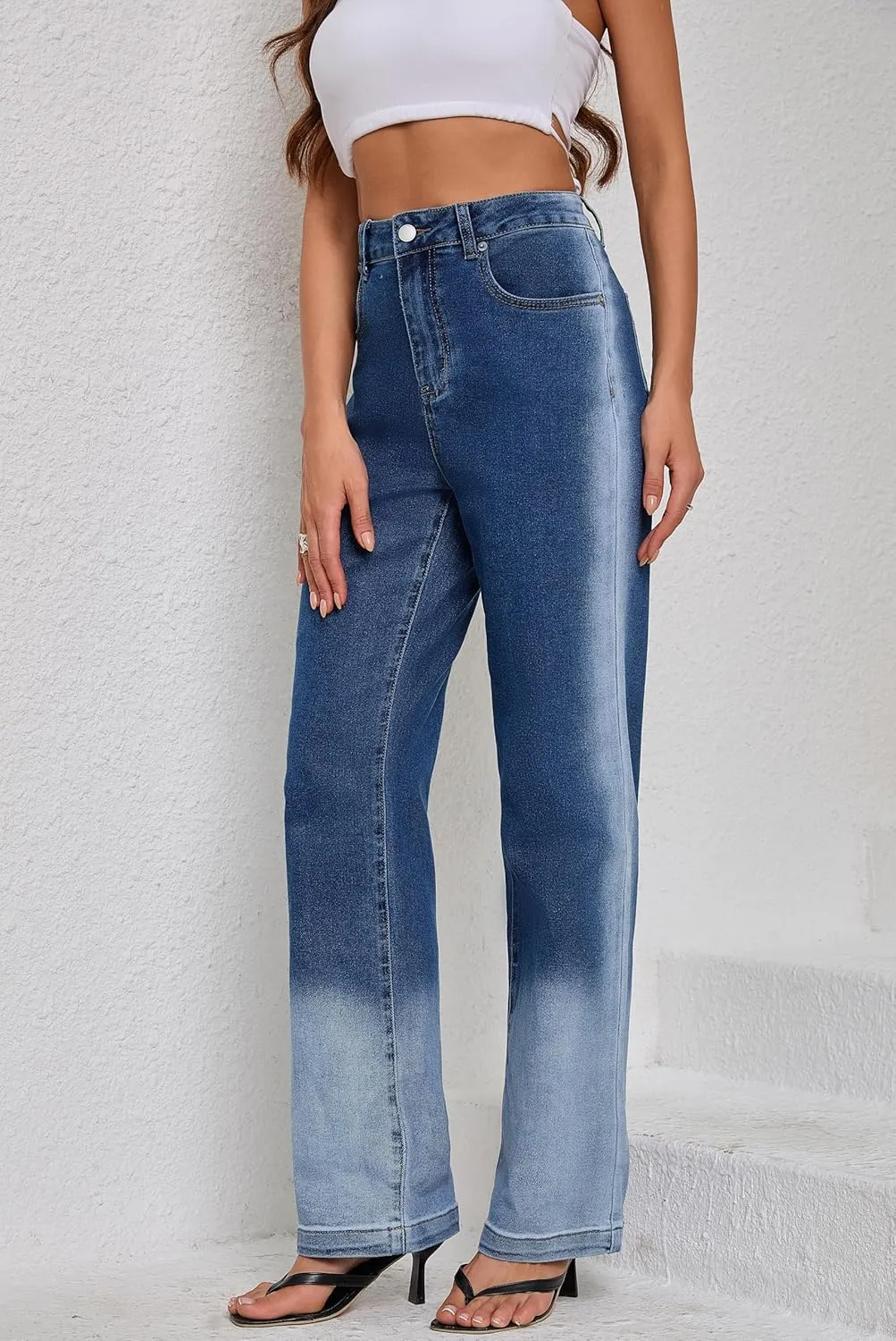 Women's Jeans Stretchy High Waisted Lightweight Cotton Jeans for Women 2025 Light Blue