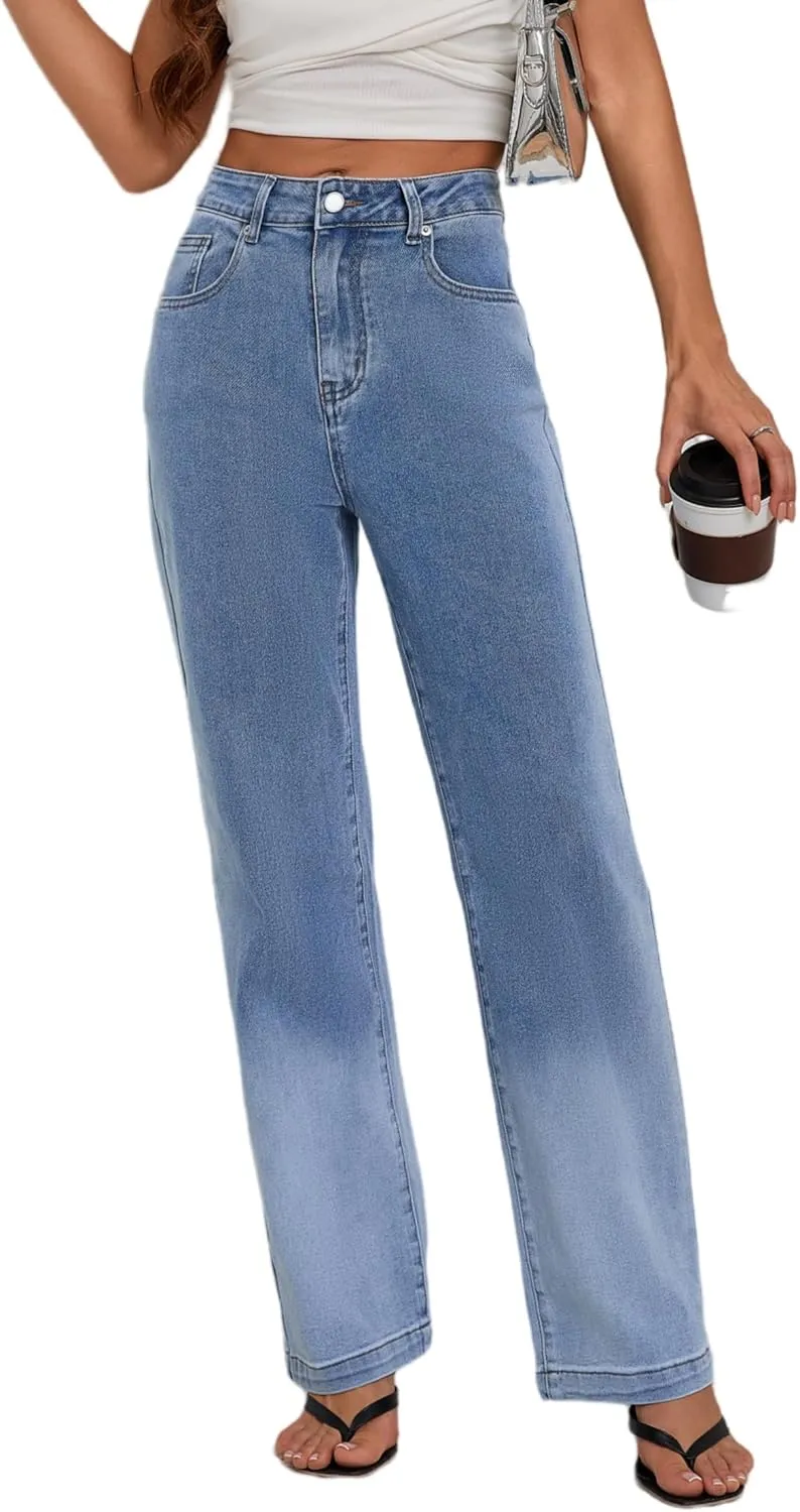 Women's Jeans Stretchy High Waisted Lightweight Cotton Jeans for Women 2025 Light Blue