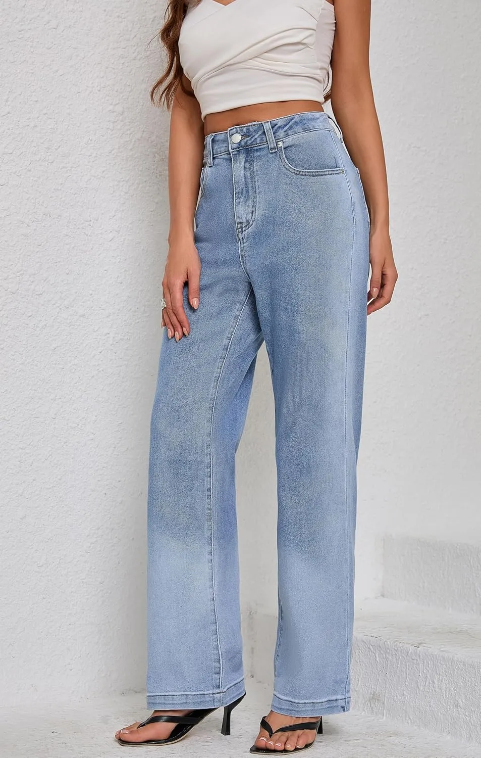 Women's Jeans Stretchy High Waisted Lightweight Cotton Jeans for Women 2025 Light Blue