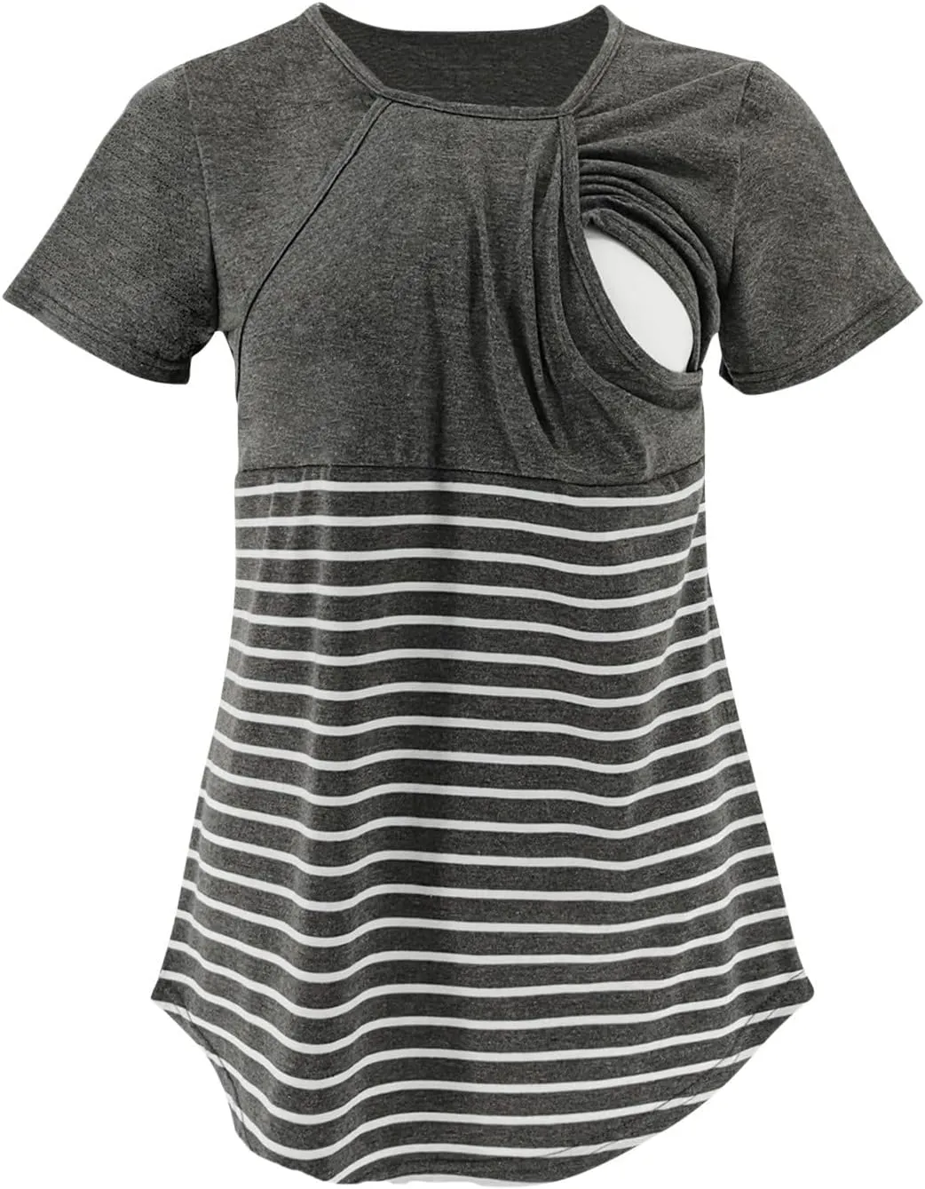 Women's Maternity Nursing Tops Short Sleeve Breastfeeding Top Tee Shirt Pregnancy Shirt Loose Fit Lounge Blouse