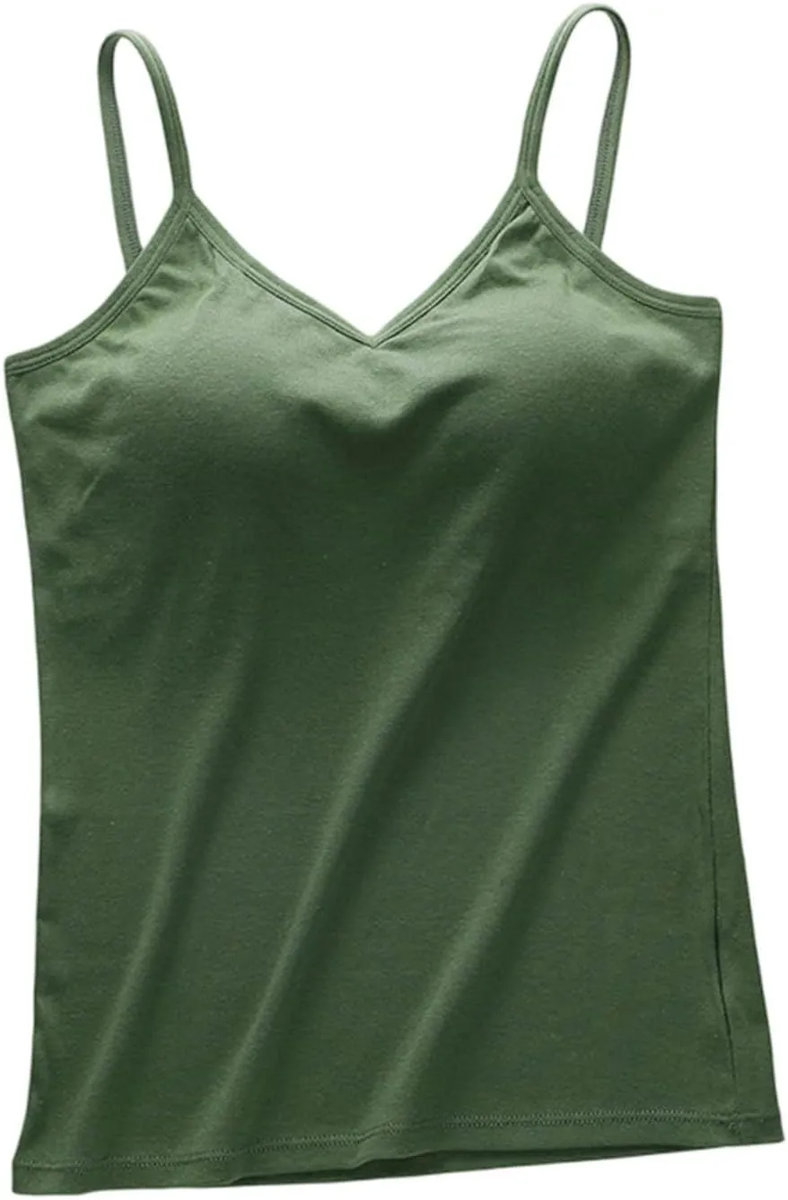 Womens Modal Built-in Bra Summer 2025 Basic Padded Yoga Shirt Shelf Bras Workout Camisole Casual Modal Undershirt