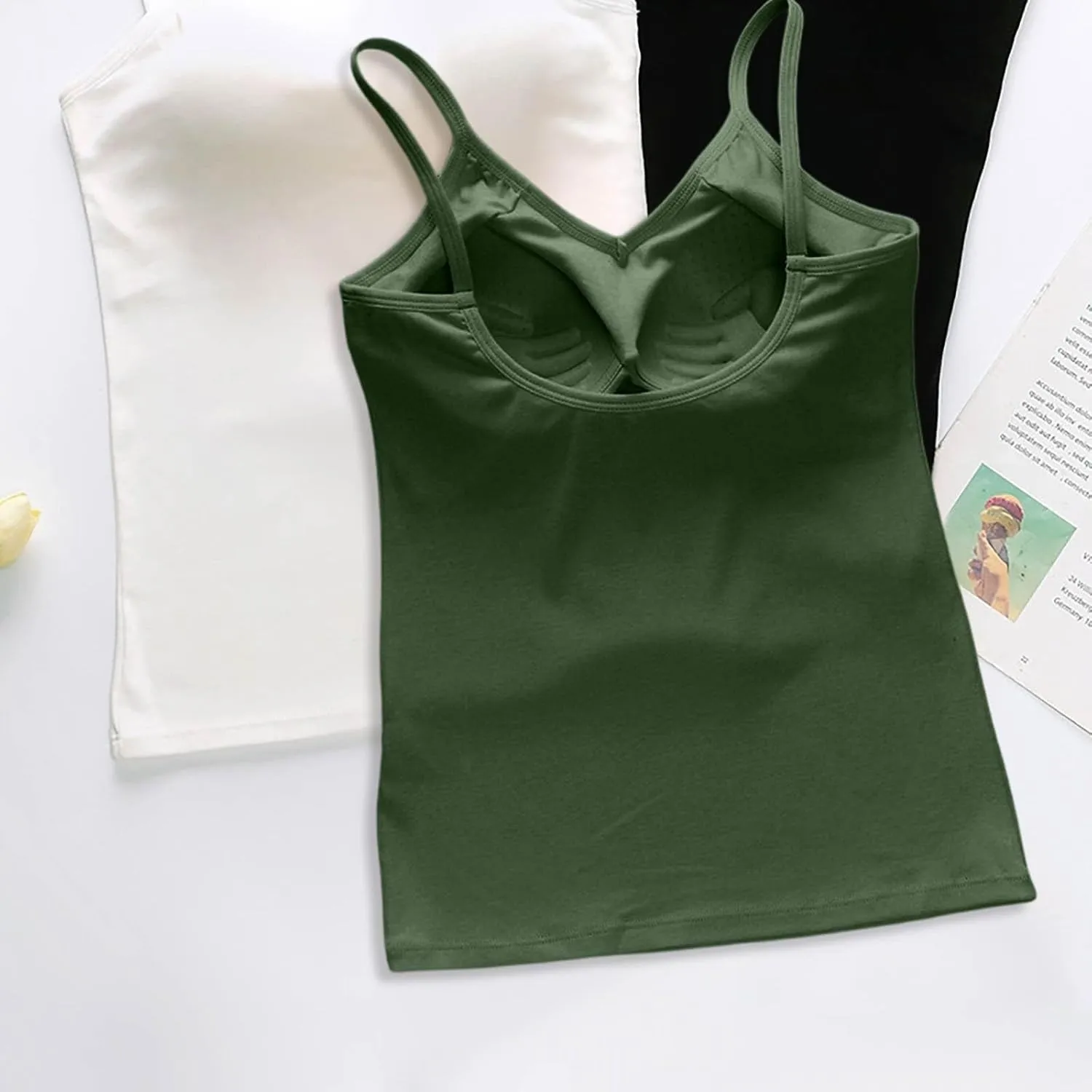 Womens Modal Built-in Bra Summer 2025 Basic Padded Yoga Shirt Shelf Bras Workout Camisole Casual Modal Undershirt