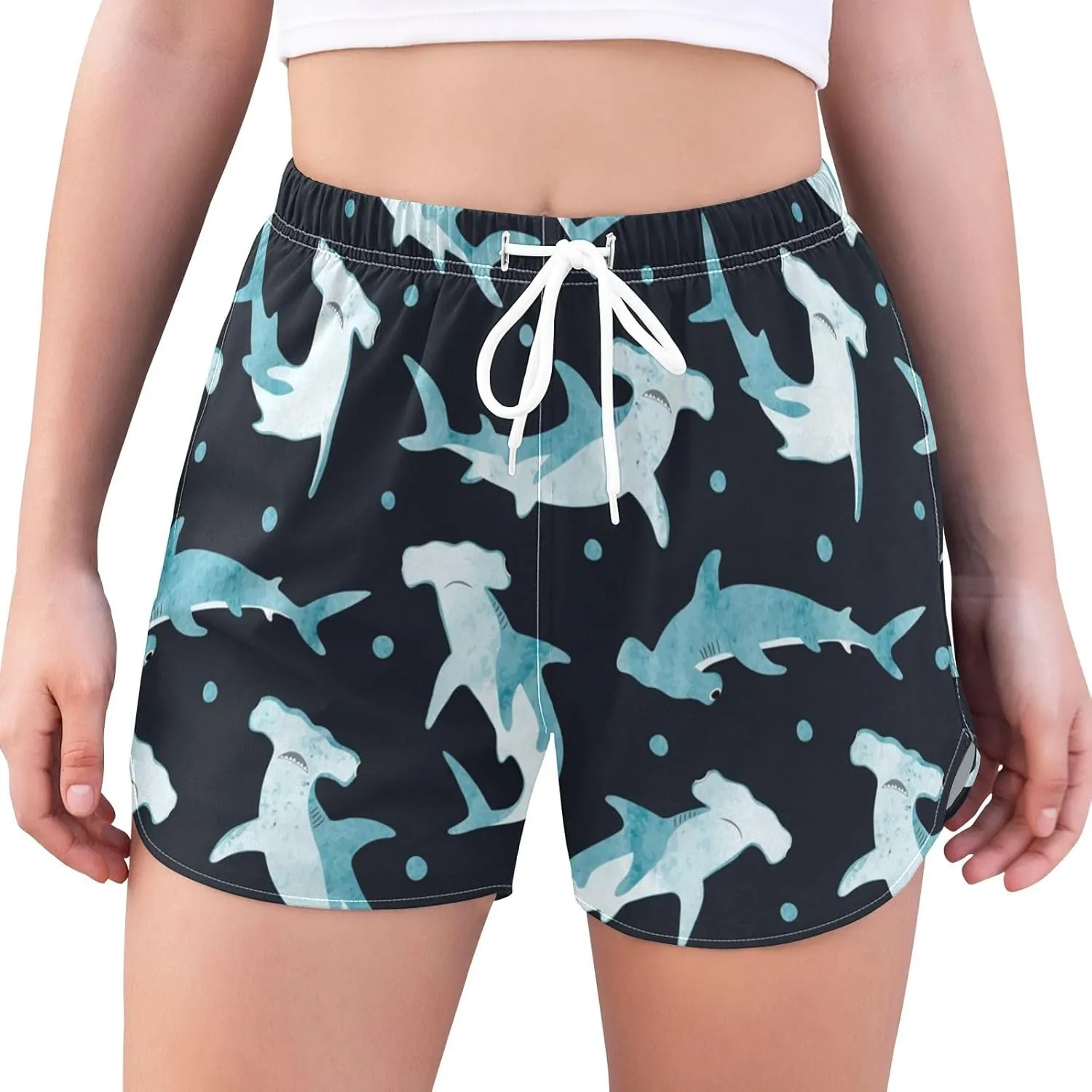 Womens Quick Dry Beach Shorts Athletic Swim Bottom Swimsuit with Liner Pockets