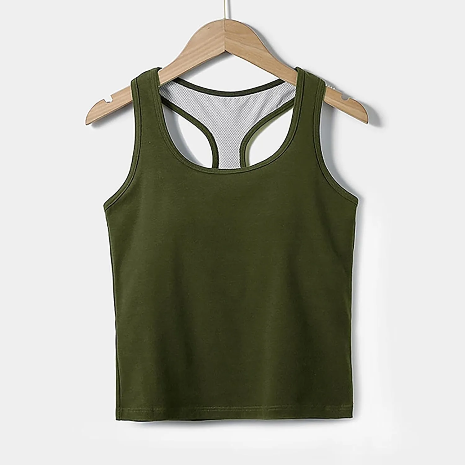 Womens Racerback Tank Tops with Built in Bra Summer Basic Sleeveless Crop Yoga Shirts Fitted Running Workout Camisole