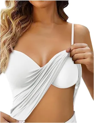 Womens Shelf Bra Tank Tops Racerback High Neck Longline Sports Bras Padded Workout Crop Tank Tops with Built in Pads