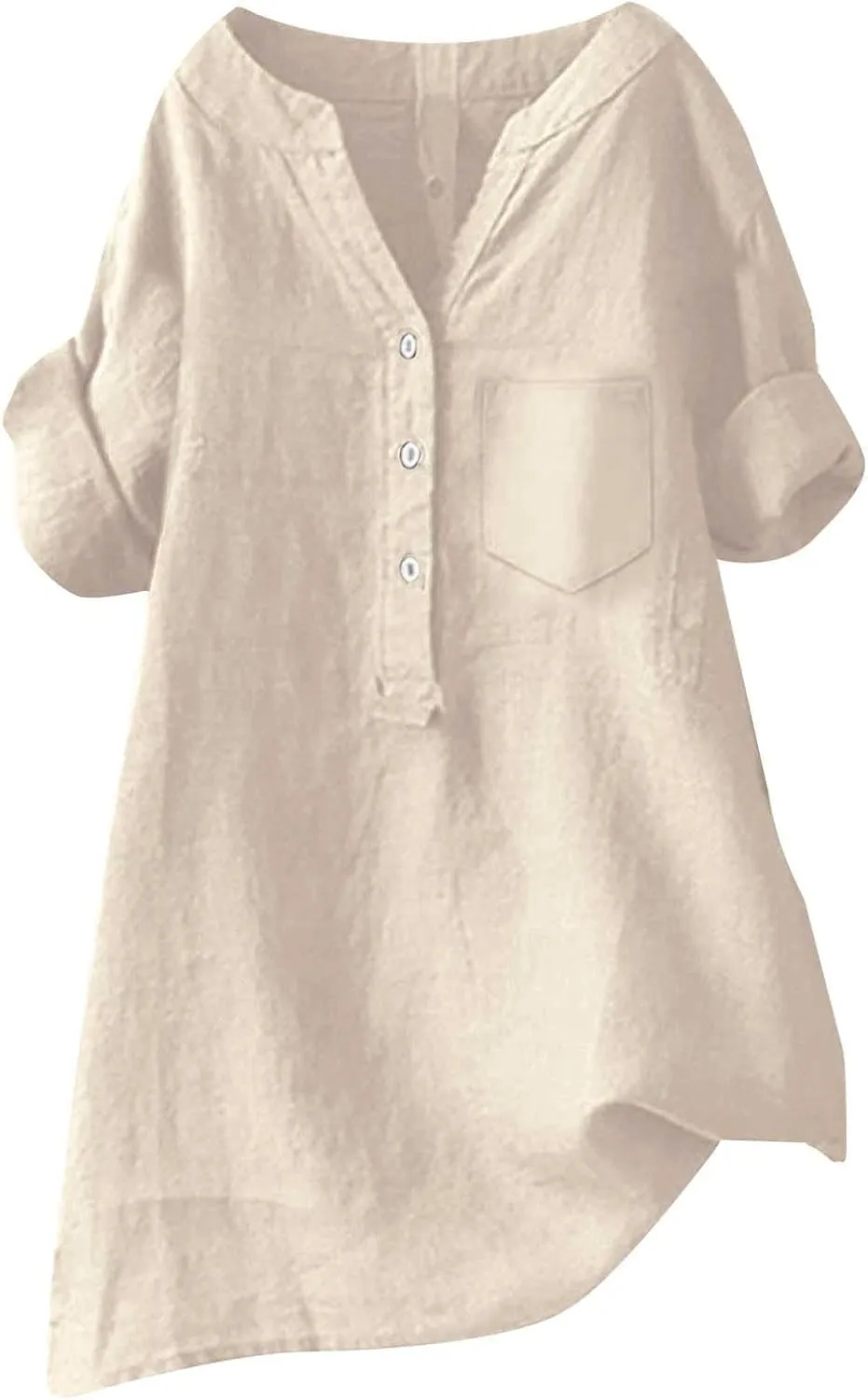 Women's Short Sleeve Cotton Linen Shirts Casual V Neck Soft T Shirts Floral Loose Fit Summer Tshirts