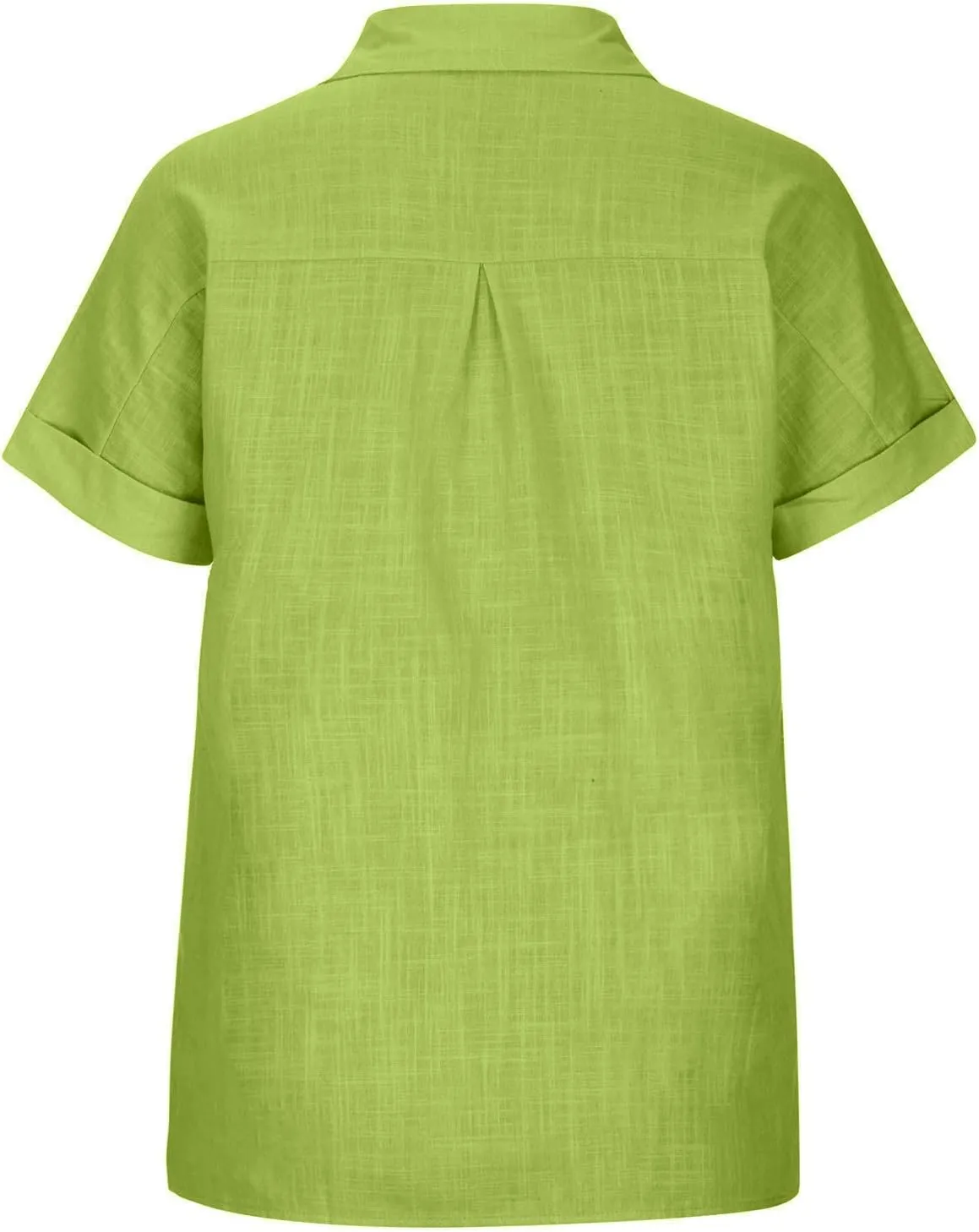 Women's Short Sleeve Linen Tops Button Down Summer Shirts Plus Size Work Blouse Dressy Casual Basic Tee Shirt Tops