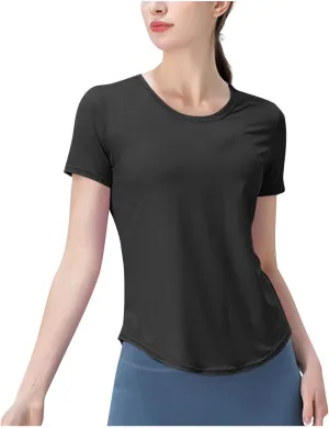 Women's Short Sleeve Shirt UPF Sun Protection T-Shirts Quick Dry Workout Gym Running Tops Basic Yoga Shirts