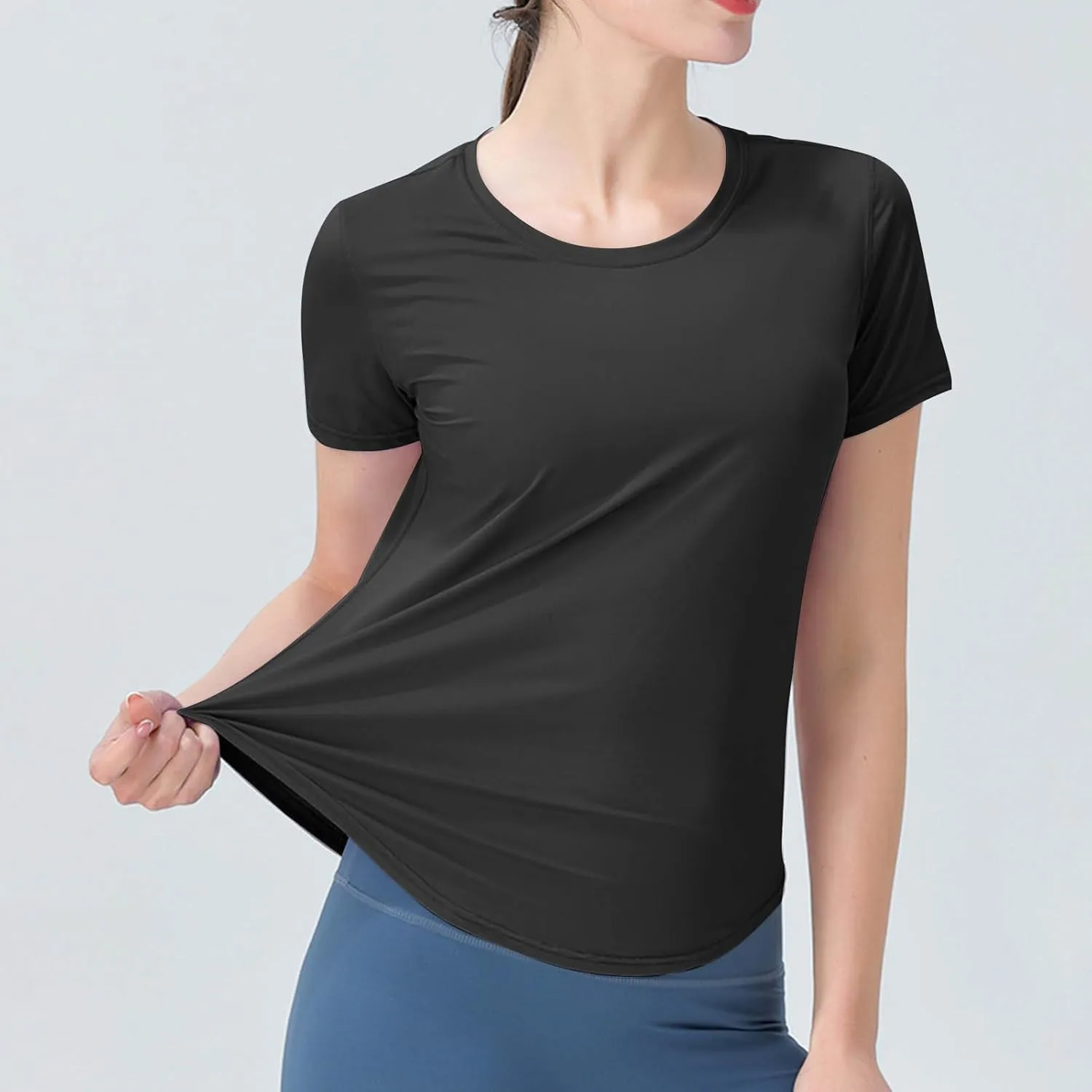 Women's Short Sleeve Shirt UPF Sun Protection T-Shirts Quick Dry Workout Gym Running Tops Basic Yoga Shirts