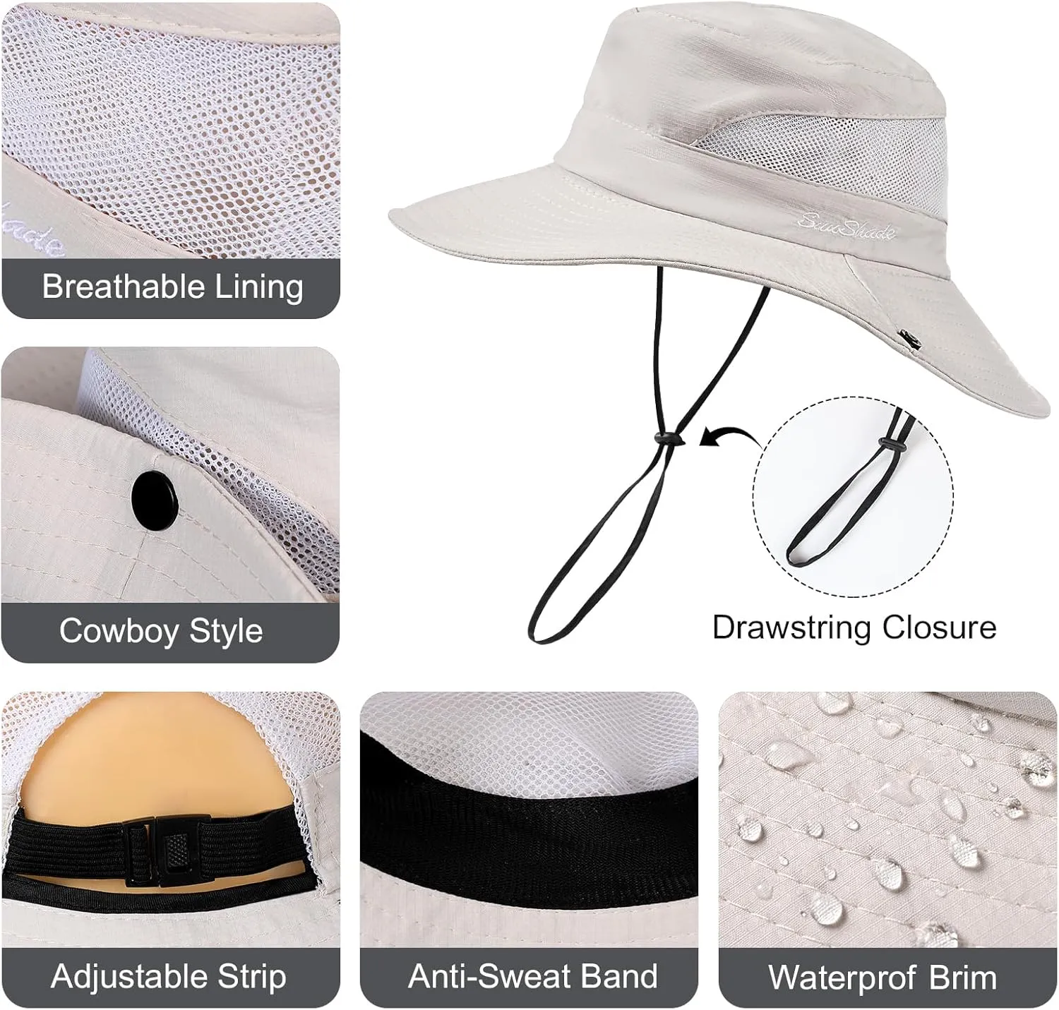 Womens Sun Hat - Sun Hats for Women with Ponytail Hole, Foldable Wide Brim Cooling Mesh Beach Fishing Hat for Outdoor