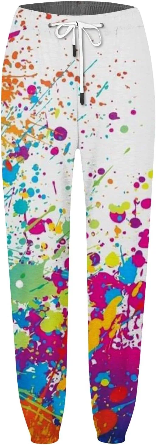 Womens Sweatpants with Pockets Elastic Waist Soft Leggings Tie-dye Fall Womens Sweatpants Workout High Waisted Pants