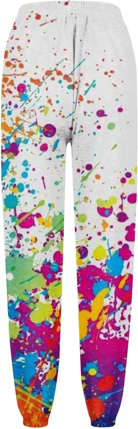 Womens Sweatpants with Pockets Elastic Waist Soft Leggings Tie-dye Fall Womens Sweatpants Workout High Waisted Pants