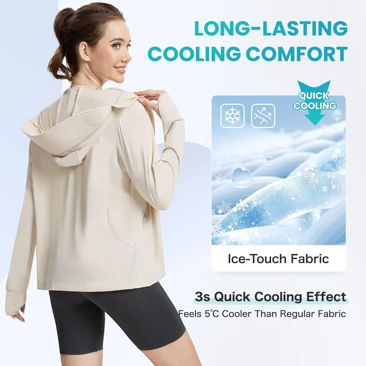 Women's UPF 50  Sun Protection Jacket Cooling Hooded SPF Shirt Long Sleeve UV Clothing for Hiking Golf Outdoor