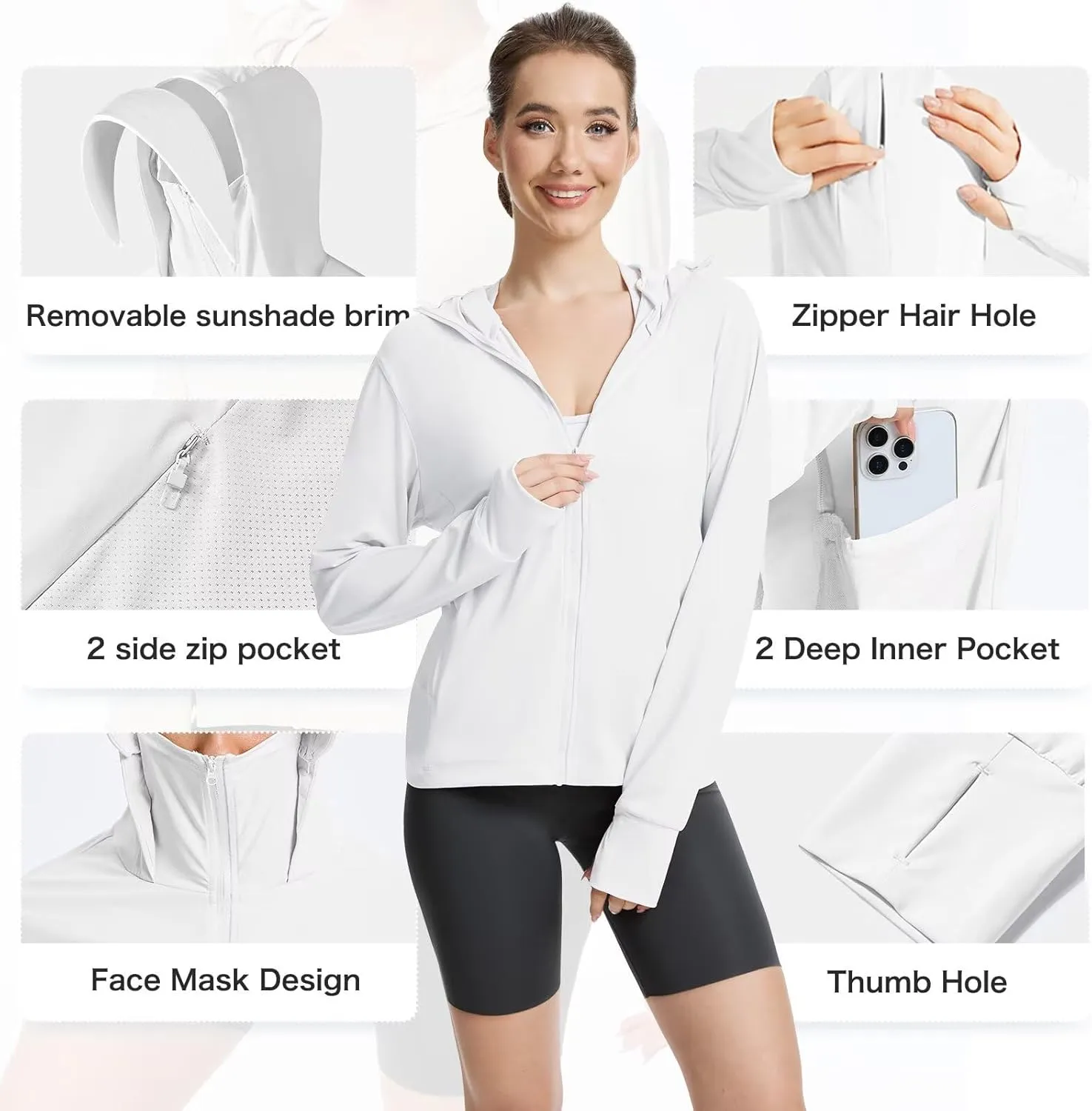 Women's UPF 50  Sun Protection Jacket Cooling Hooded SPF Shirt Long Sleeve UV Clothing for Hiking Golf Outdoor