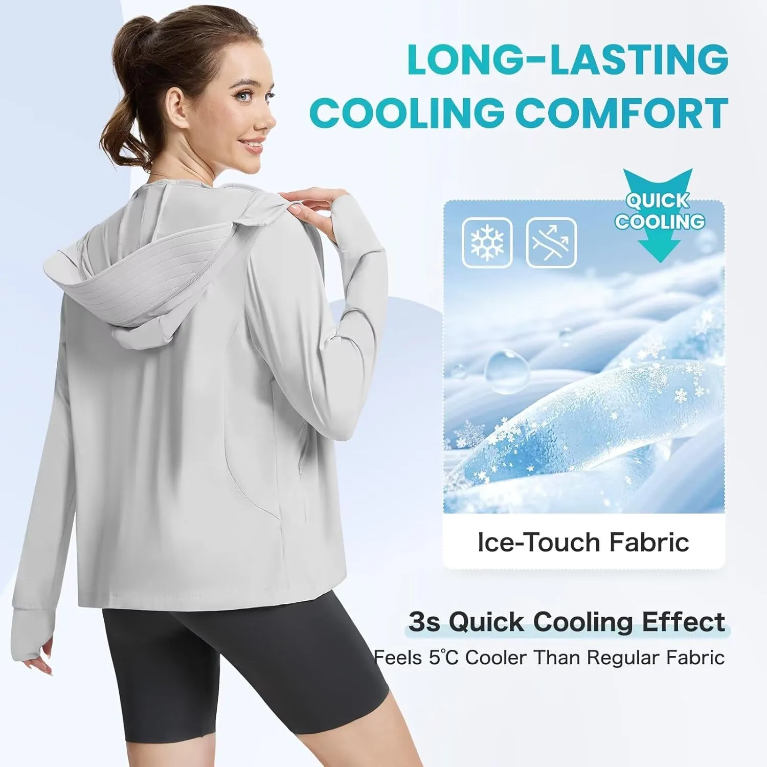 Women's UPF 50  Sun Protection Jacket Cooling Hooded SPF Shirt Long Sleeve UV Clothing for Hiking Golf Outdoor