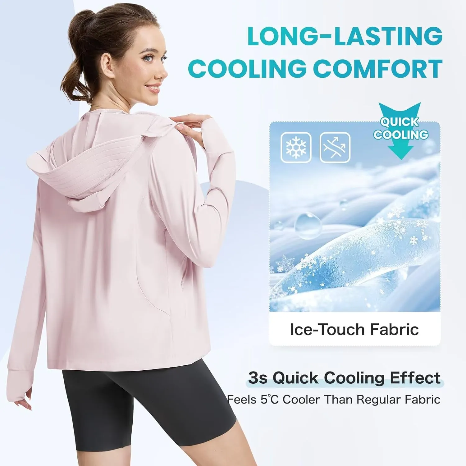 Women's UPF 50  Sun Protection Jacket Cooling Hooded SPF Shirt Long Sleeve UV Clothing for Hiking Golf Outdoor