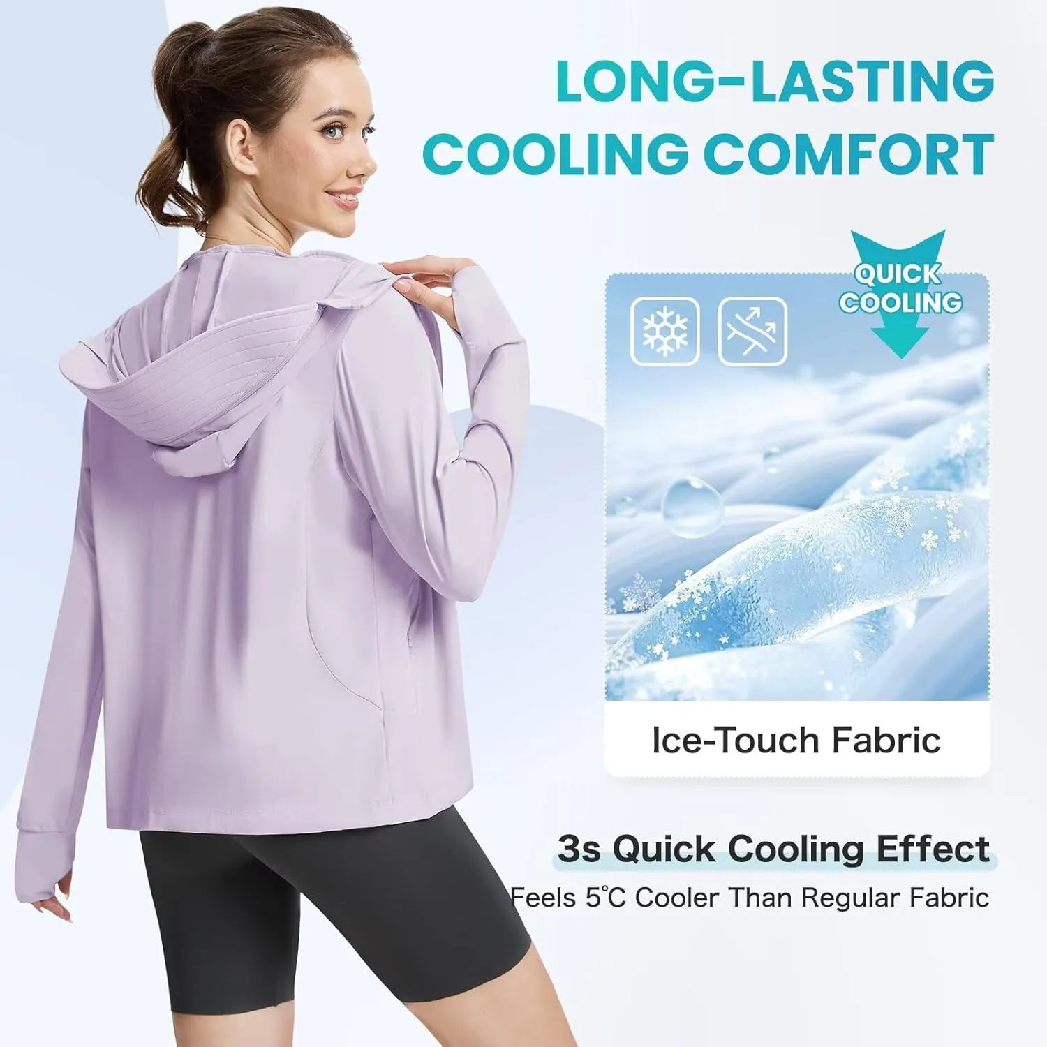 Women's UPF 50  Sun Protection Jacket Cooling Hooded SPF Shirt Long Sleeve UV Clothing for Hiking Golf Outdoor