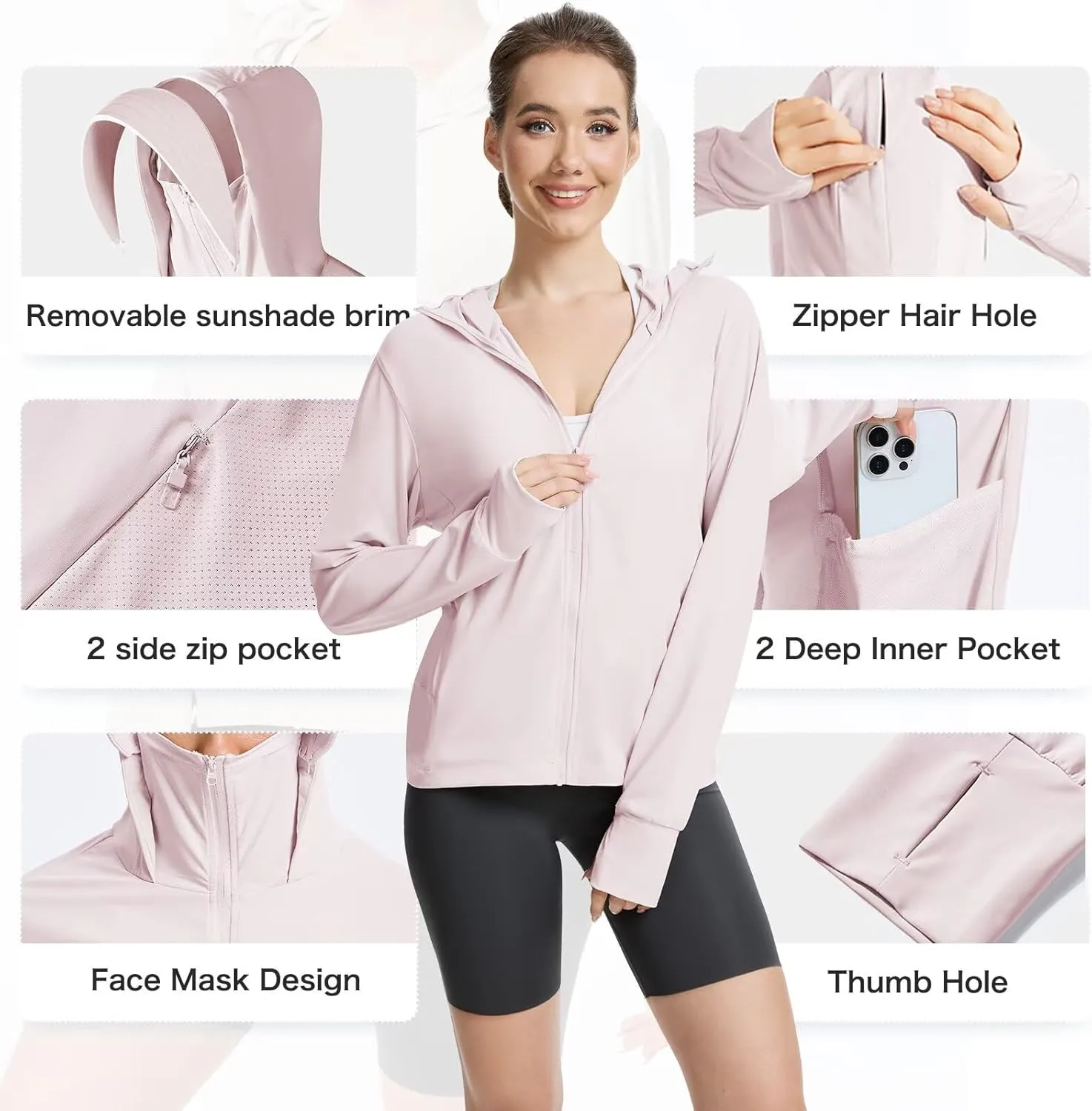 Women's UPF 50  Sun Protection Jacket Cooling Hooded SPF Shirt Long Sleeve UV Clothing for Hiking Golf Outdoor