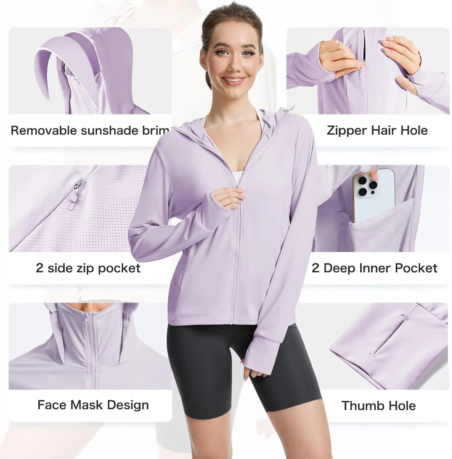 Women's UPF 50  Sun Protection Jacket Cooling Hooded SPF Shirt Long Sleeve UV Clothing for Hiking Golf Outdoor