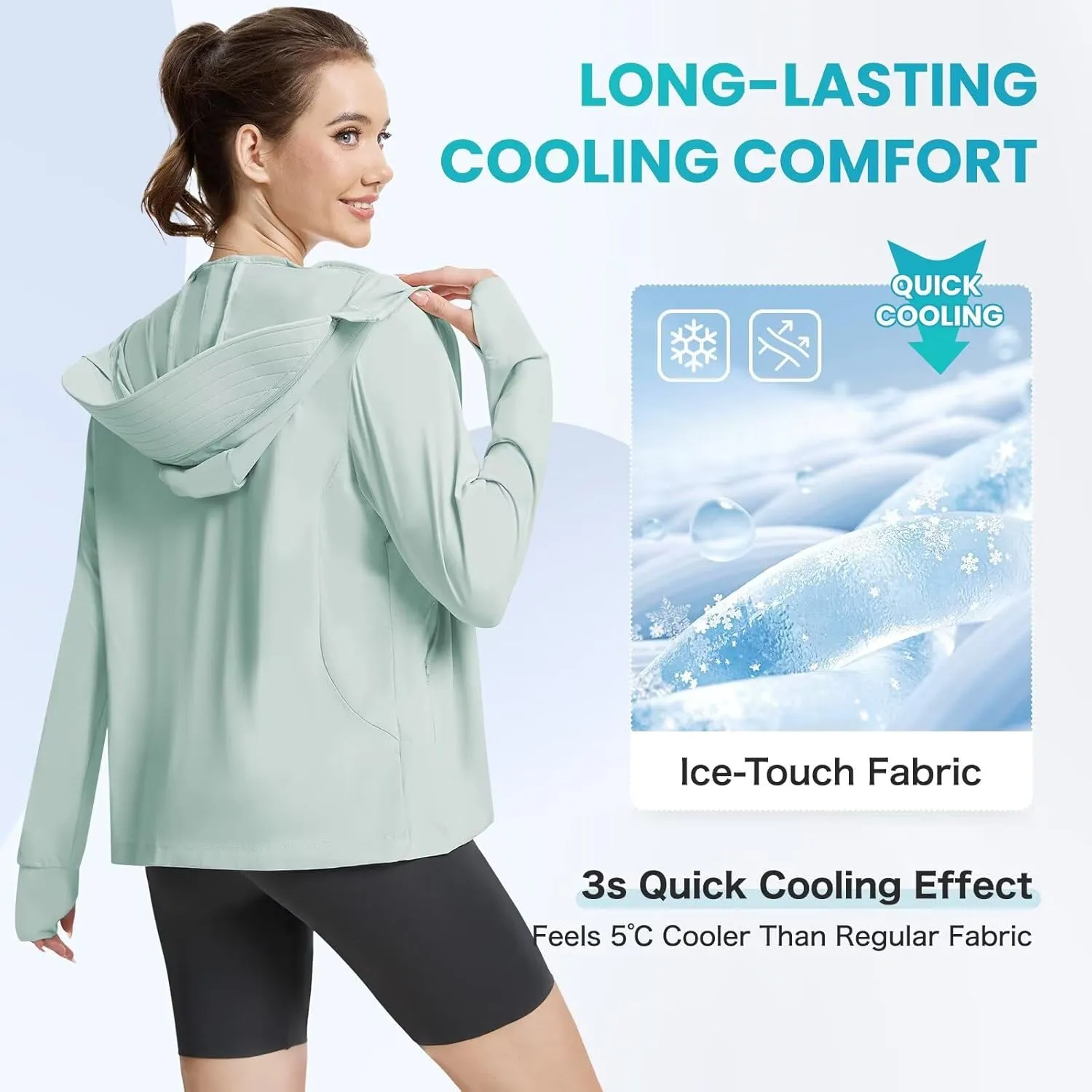 Women's UPF 50  Sun Protection Jacket Cooling Hooded SPF Shirt Long Sleeve UV Clothing for Hiking Golf Outdoor