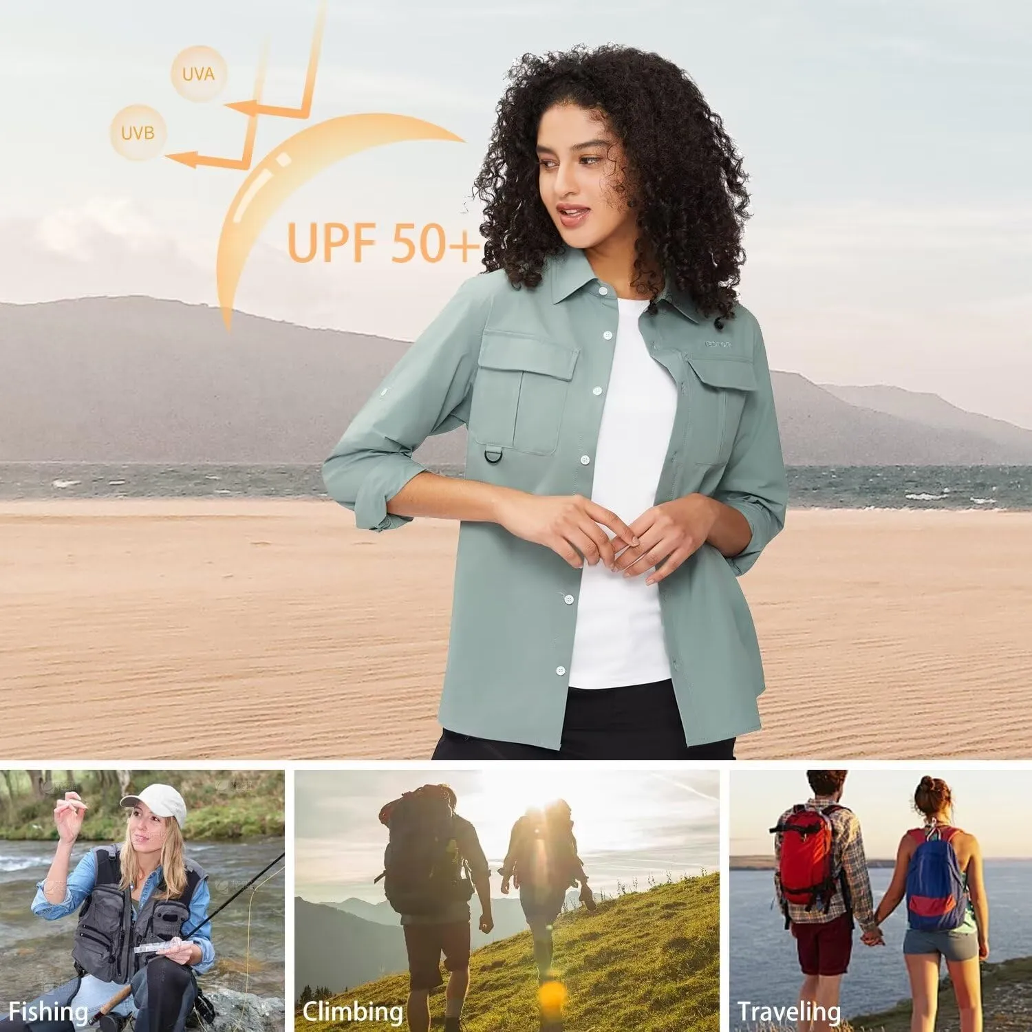 Women's UPF 50  UV Sun Protection Shirts Long Sleeve Quick Dry Fishing Outdoor Hiking Gardening Shirts Cool